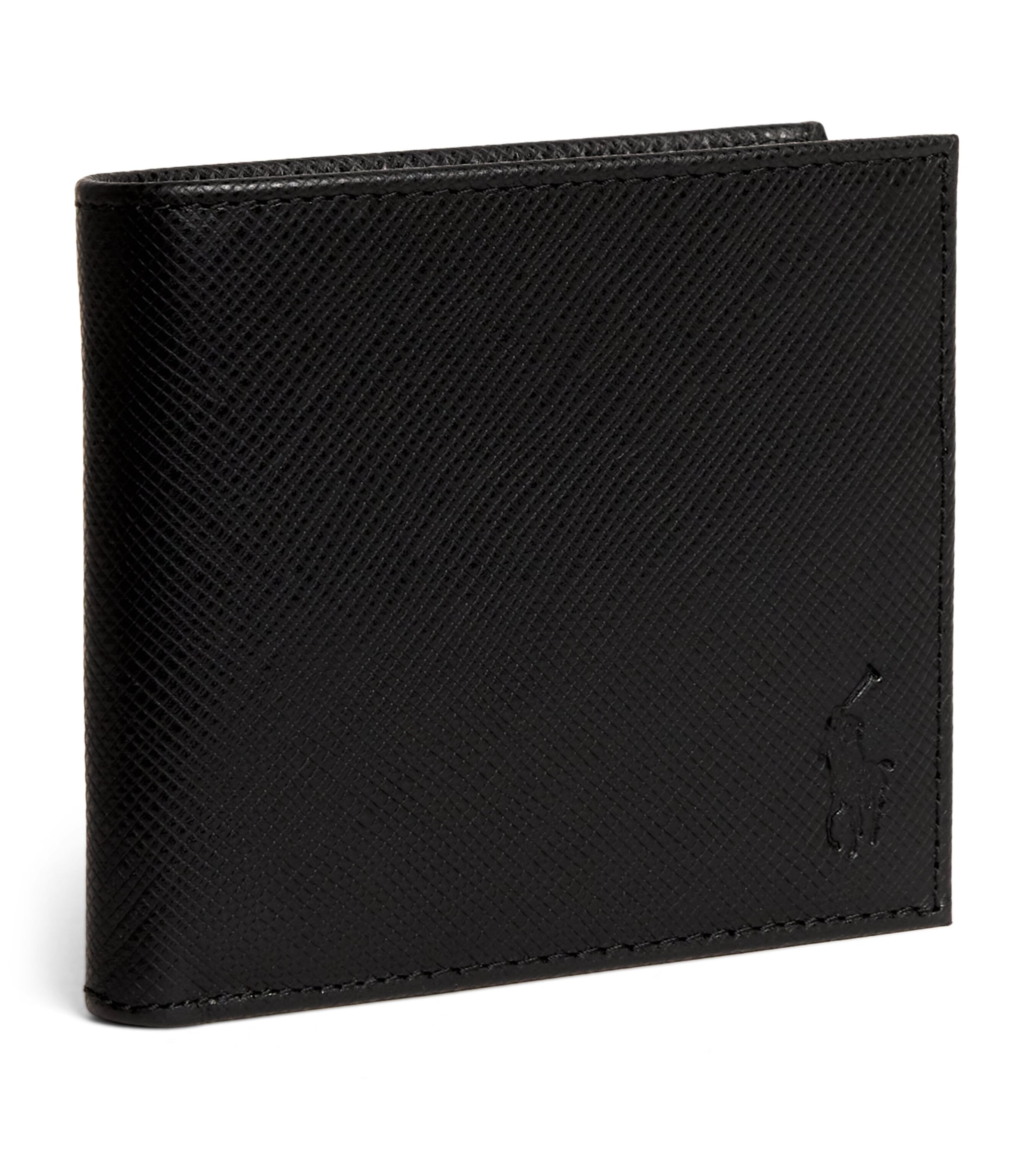 Polo Ralph Lauren Saffiano Leather Bifold Wallet In Black