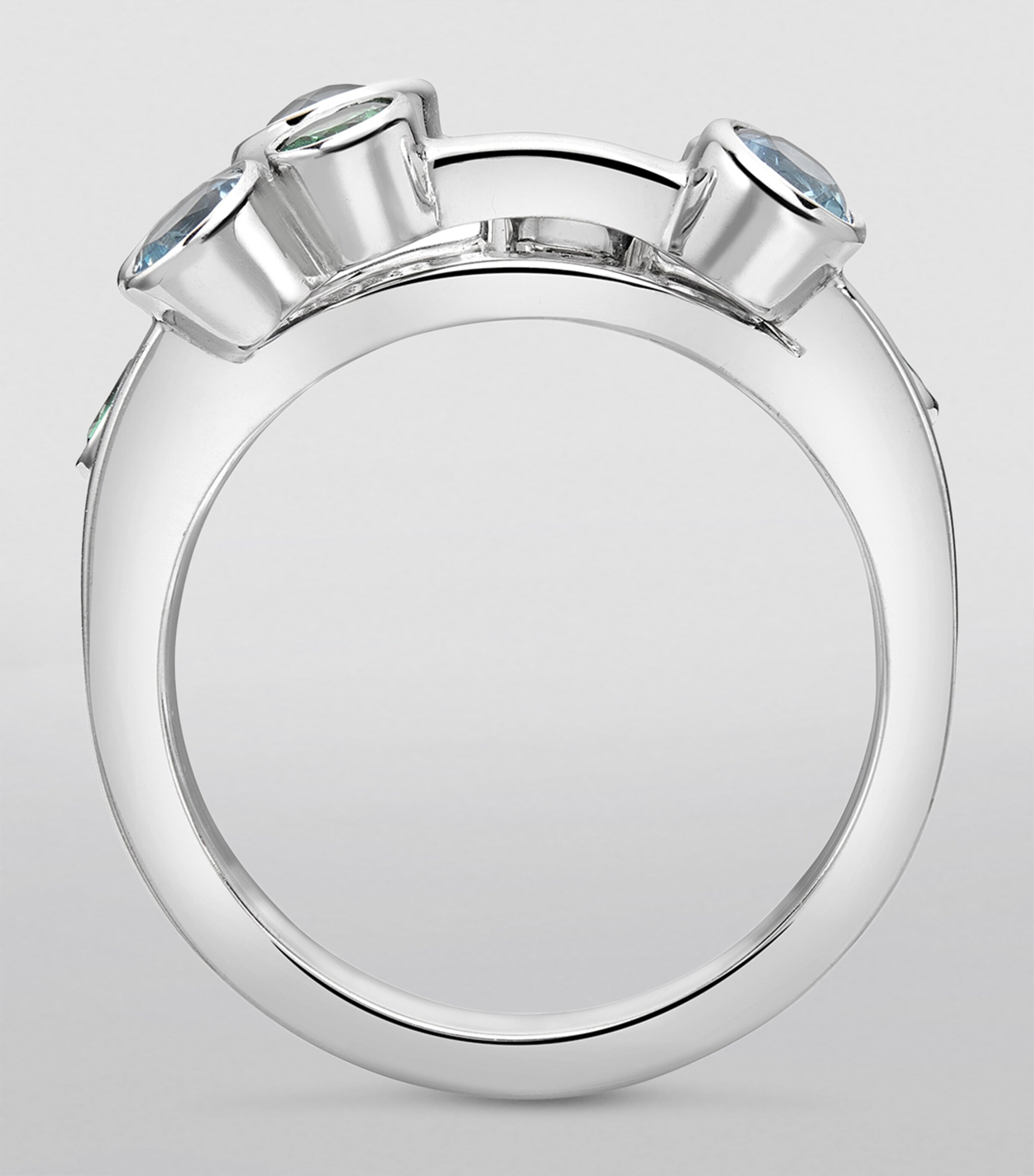 White Gold, Tsavorite, Tanzanite and Aquamarine Raindance Watercolour Ring WHITE GOLD Image 7