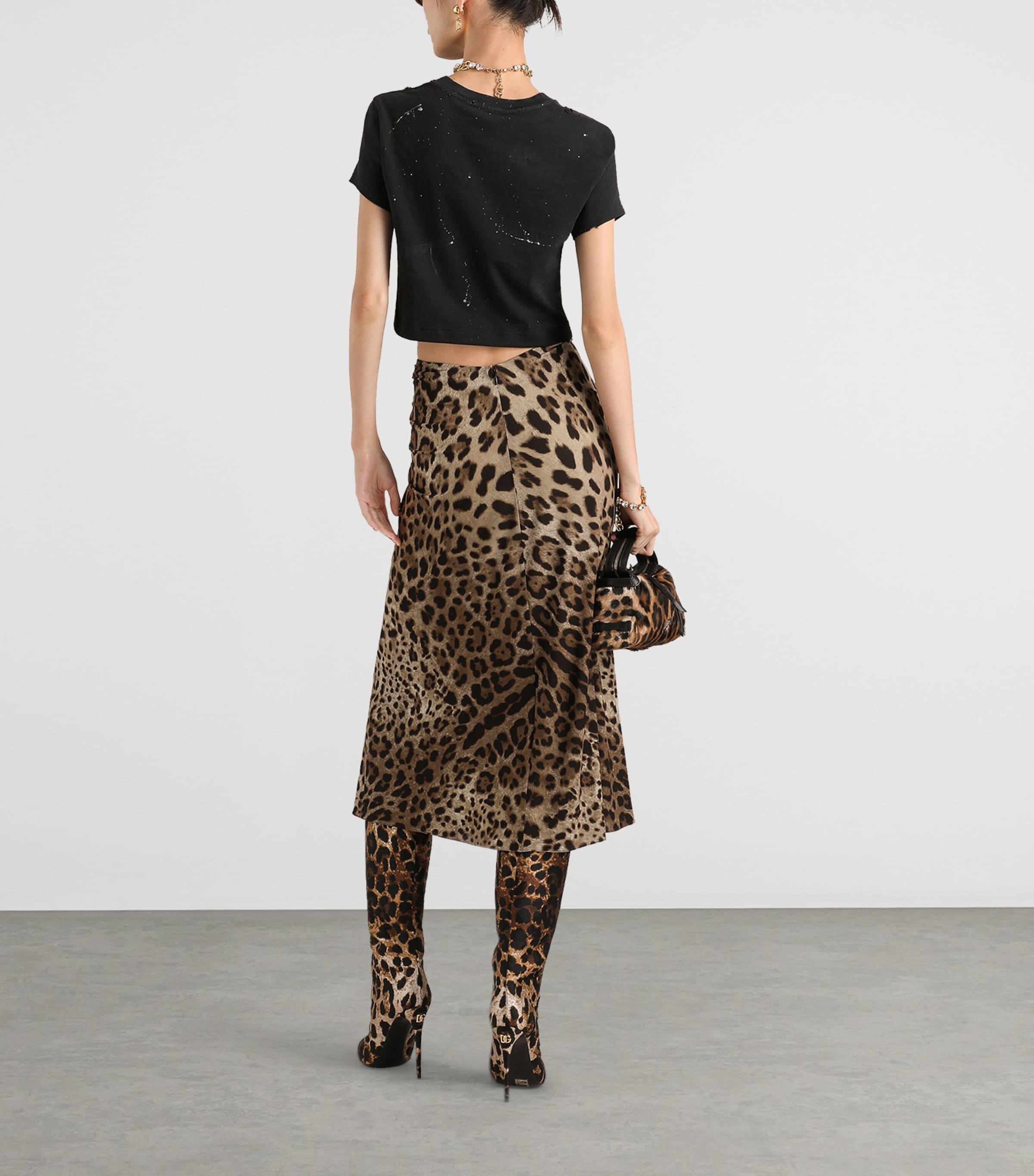 Dolce&Gabbana Womens Cotton Graphic Cropped T-Shirt Combined Colou Image 3