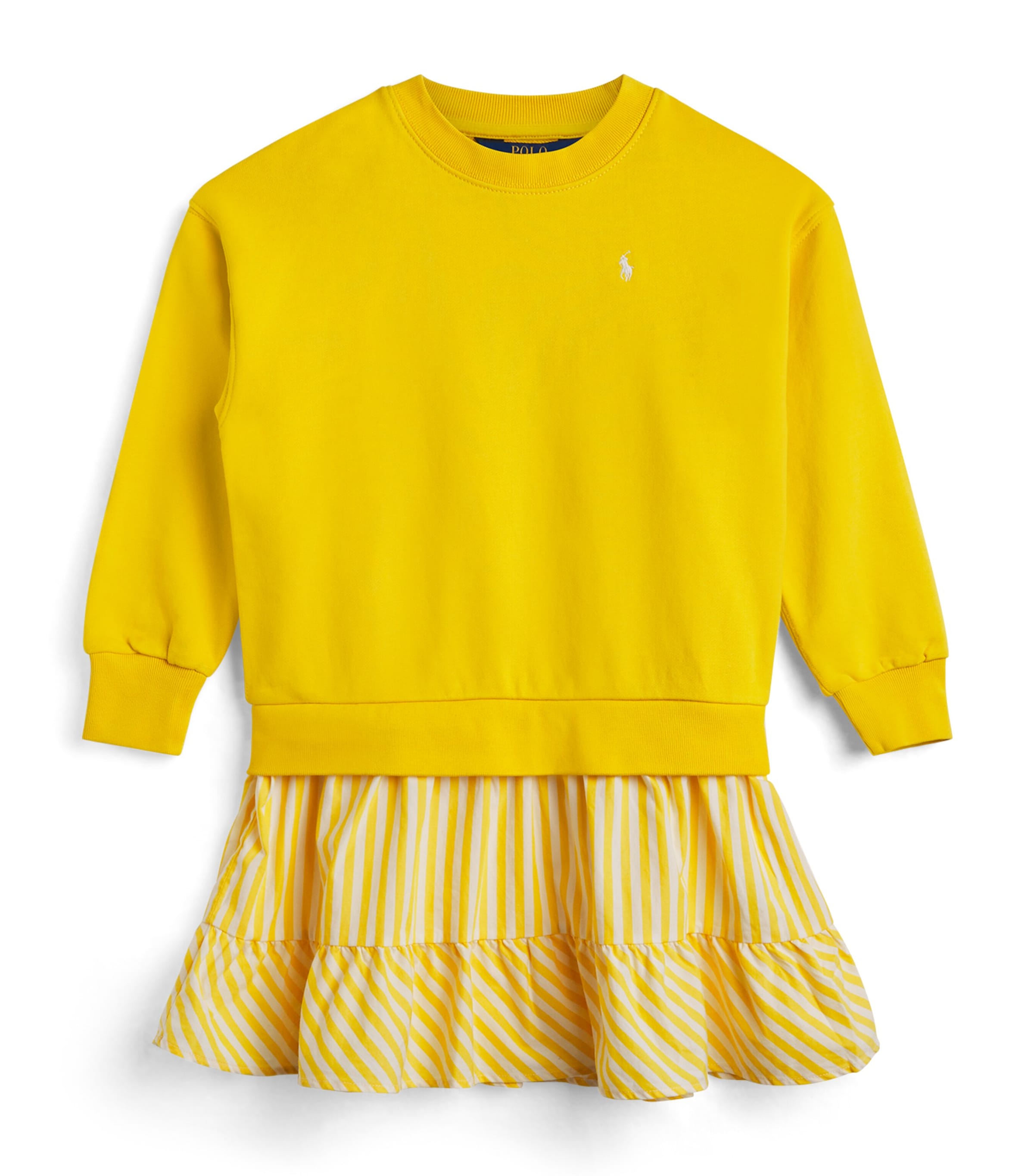 Cotton Stripe Polo Pony Dress (7-14 Years) YELLOW Image 1