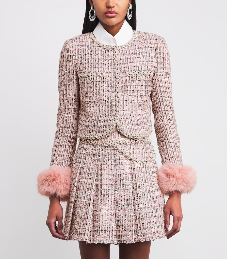 Bouclé Fur-Trim Jacket PINK Image 3