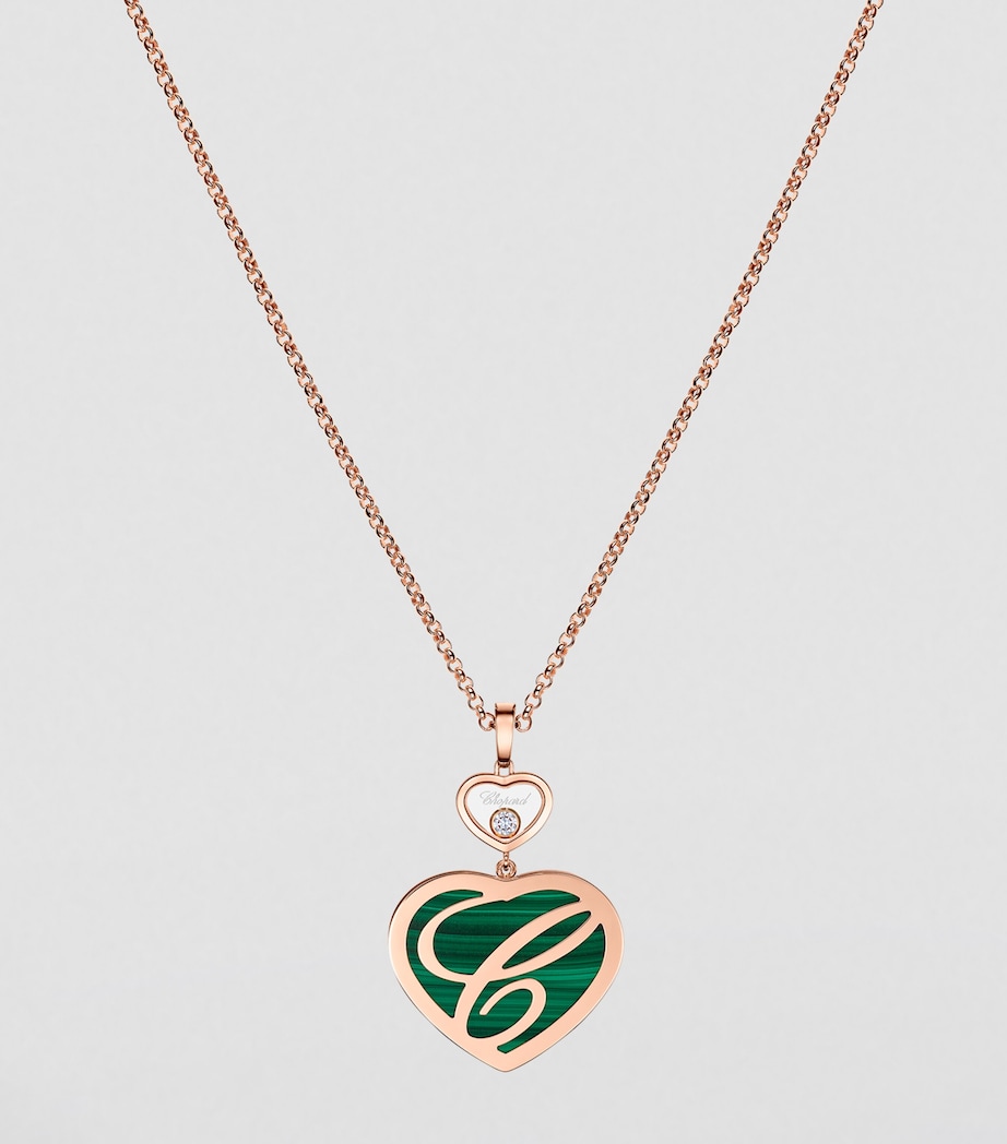 Chopard Rose Gold, Diamond and Malachite Happy Hearts Pendant Necklace Rose Gold Image 4