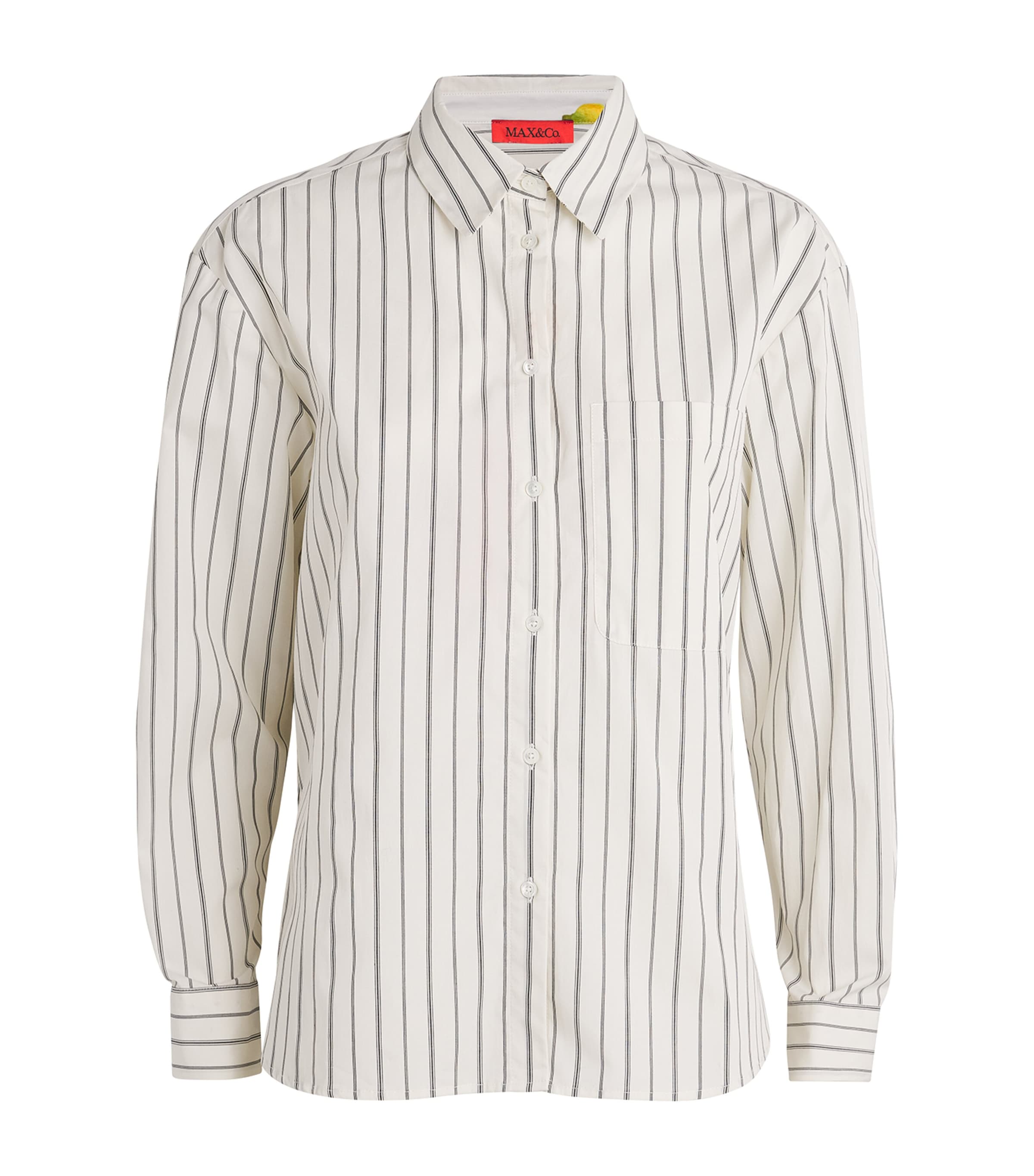 Cotton Stripe Oversized Shirt WHITE Image 1