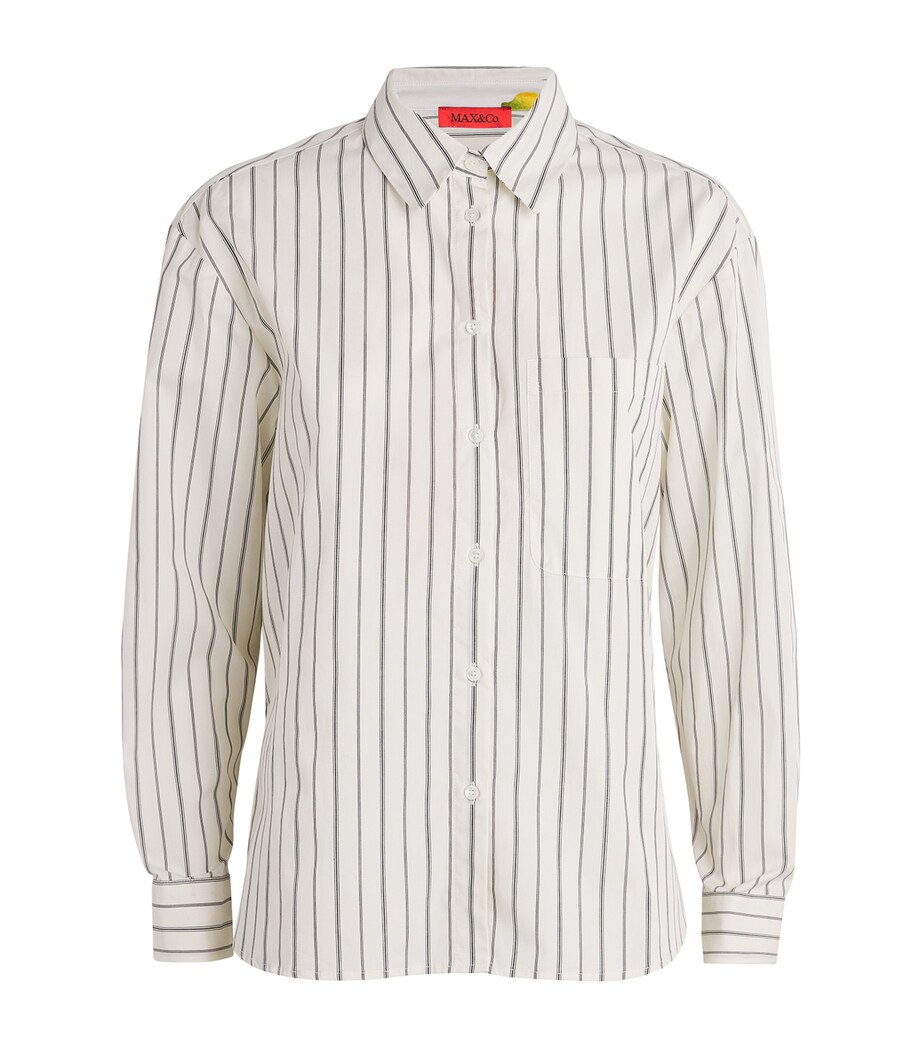 Cotton Stripe Oversized Shirt WHITE Image 1