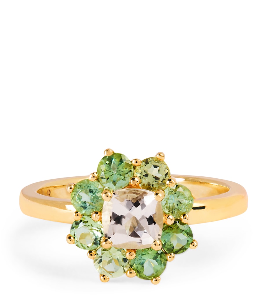 Yellow Gold and Tourmaline Flower Ring YELLOW GOLD Image 1