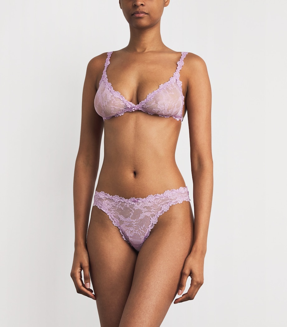 Stretch Lace Dipped Thong BABY PINK Image 2