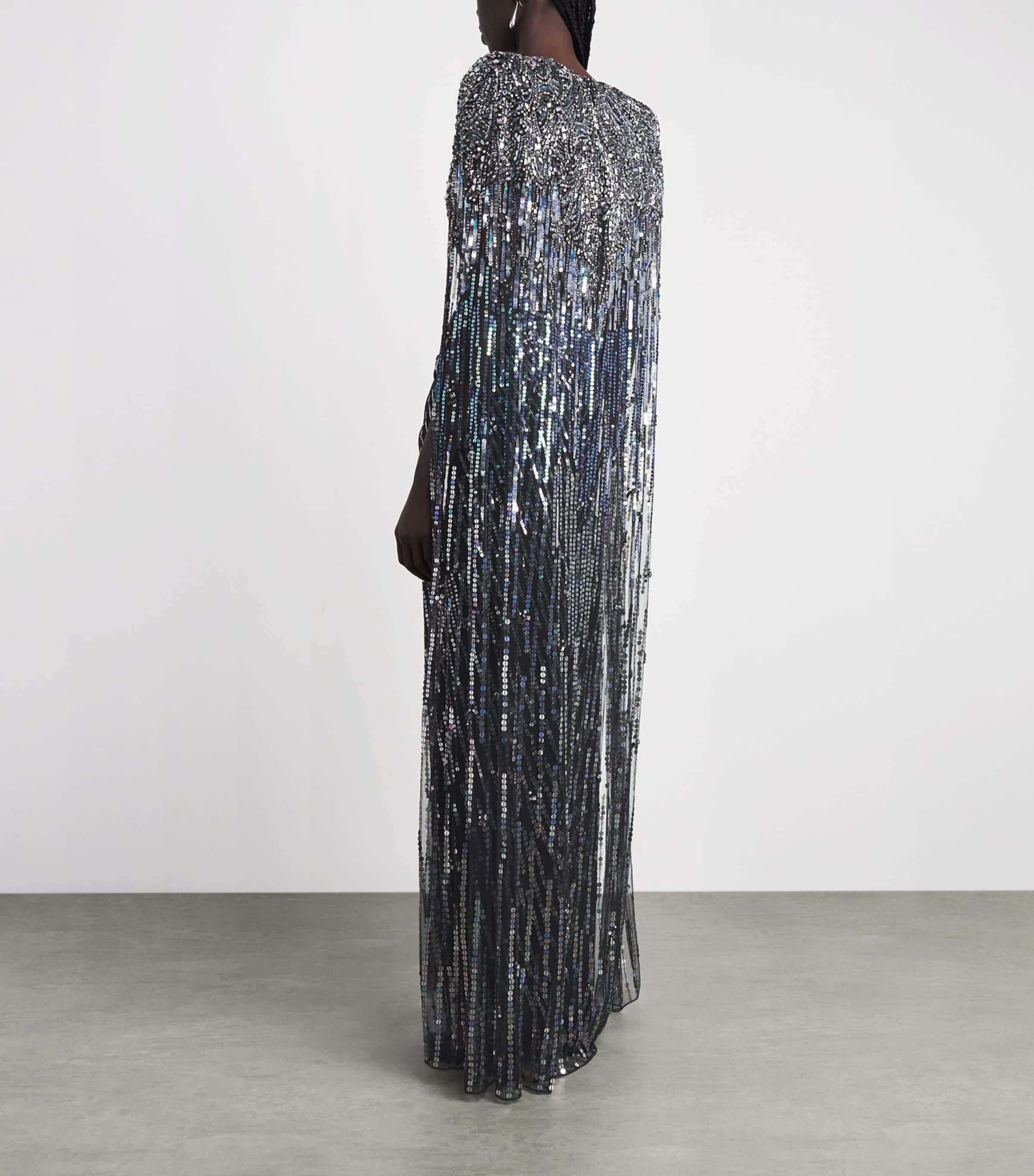 Jenny Packham Womens Gold Rush Cape Gown Liquorice Bding Image 4