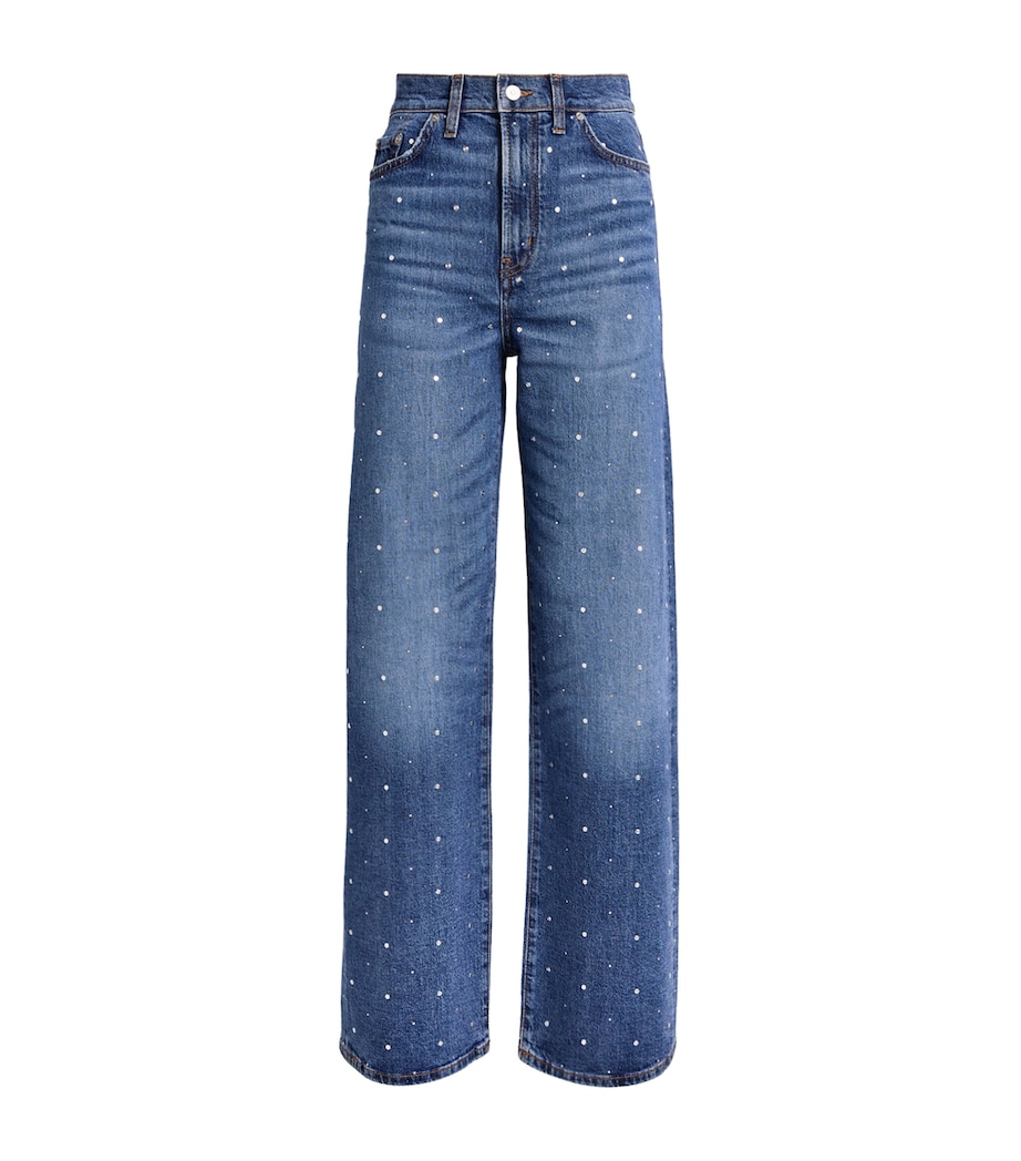 Studded Wide-Leg Jeans BLUE Image 1
