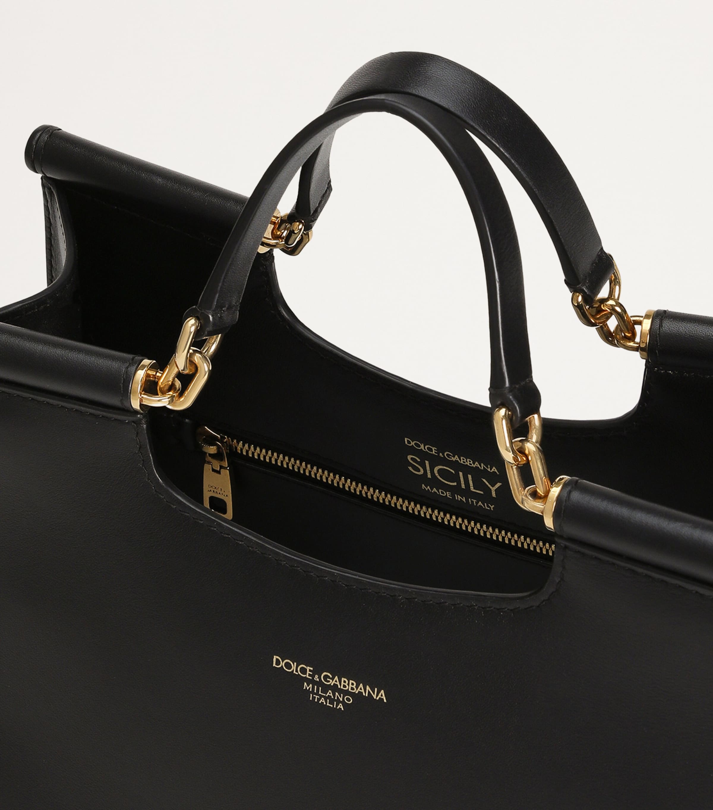 Dolce & Gabbana Small Leather Sicily Tote Bag | Harrods US
