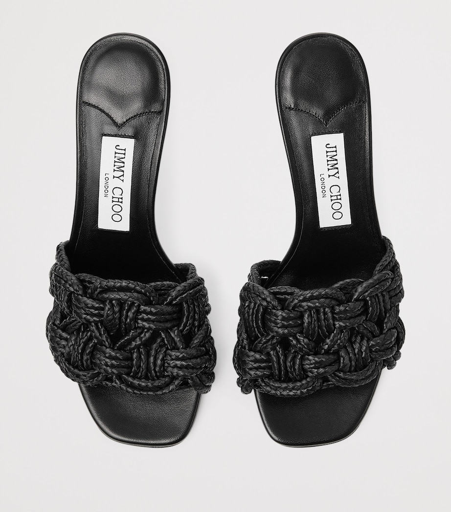 Chara 70 Raffia Heeled Mules BLACK/BLACK Image 5