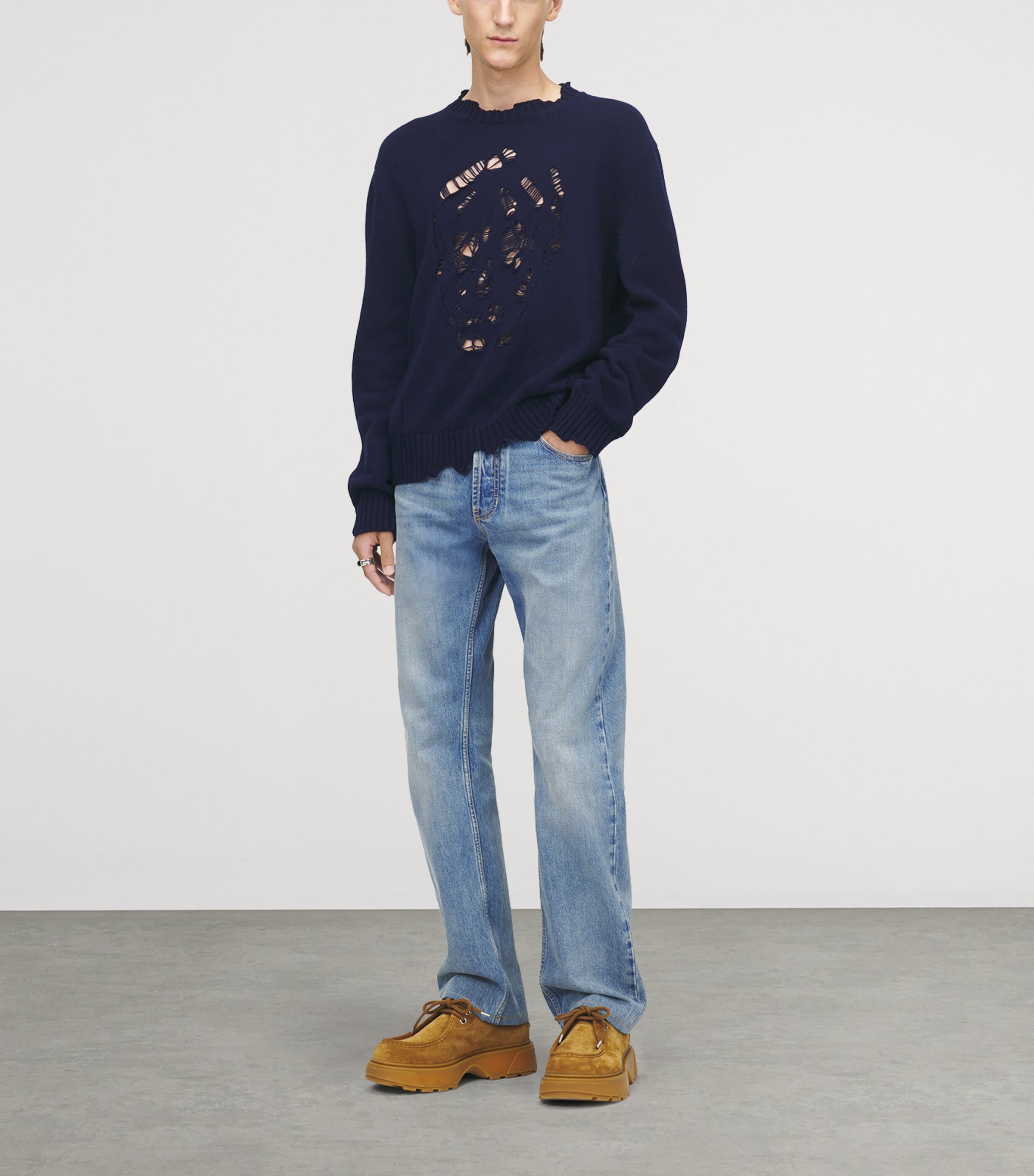 Cotton Distressed Skull Sweater 4100 Image 2