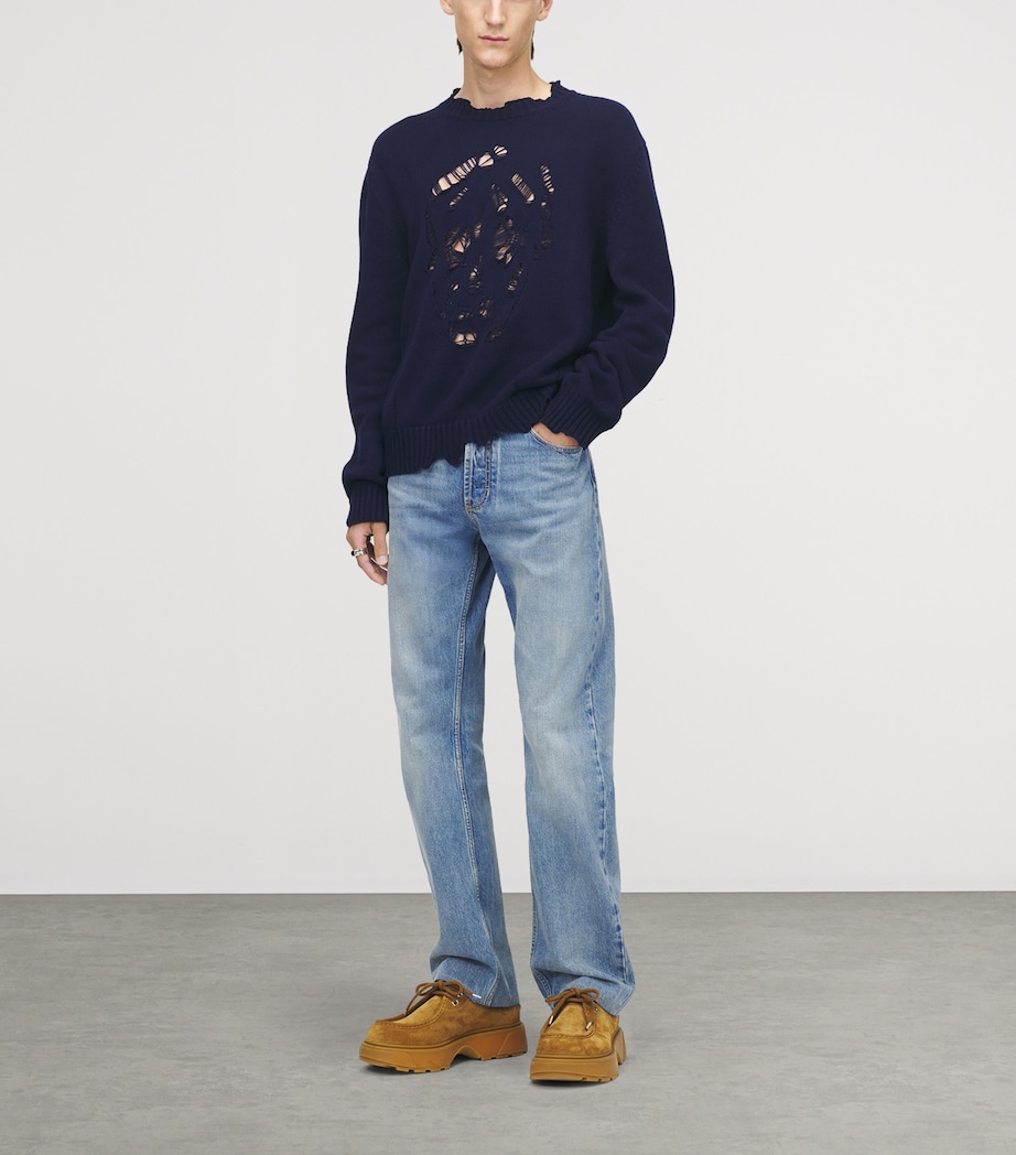 Cotton Distressed Skull Sweater 4100 Image 2