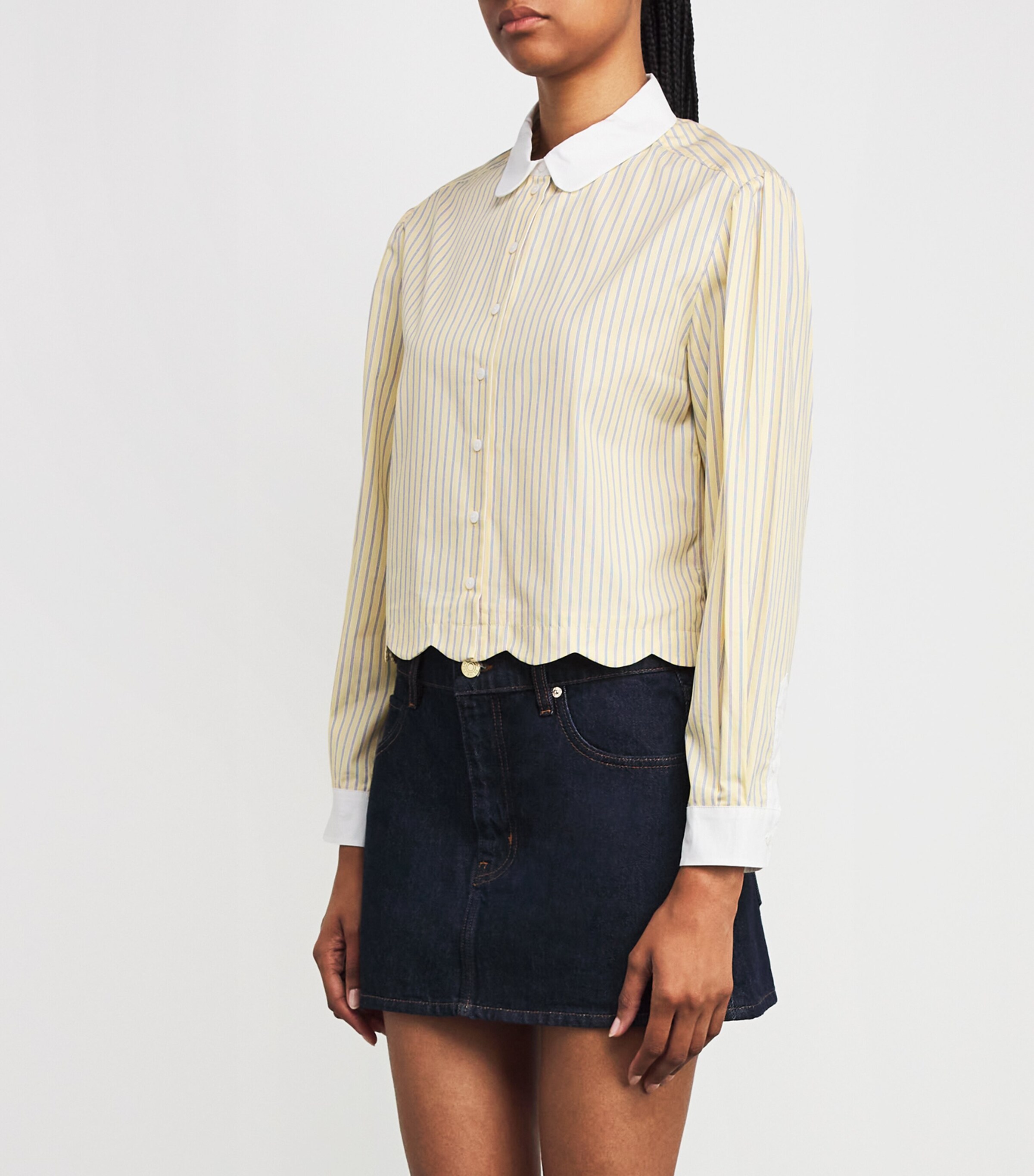 Claudie Pierlot Womens Scalloped Stripe Shirt Multicolored Image 3