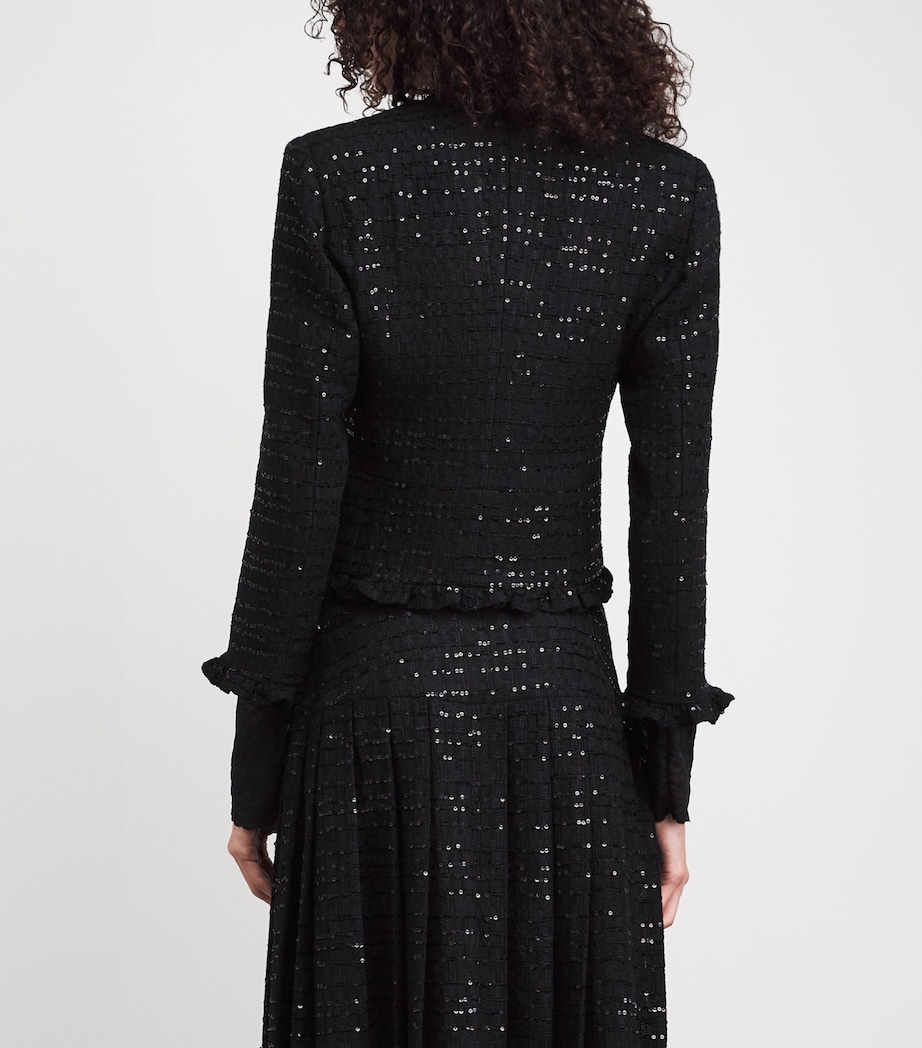 Alessandra Rich Womens Tweed Sequin Jacket Black Image 5