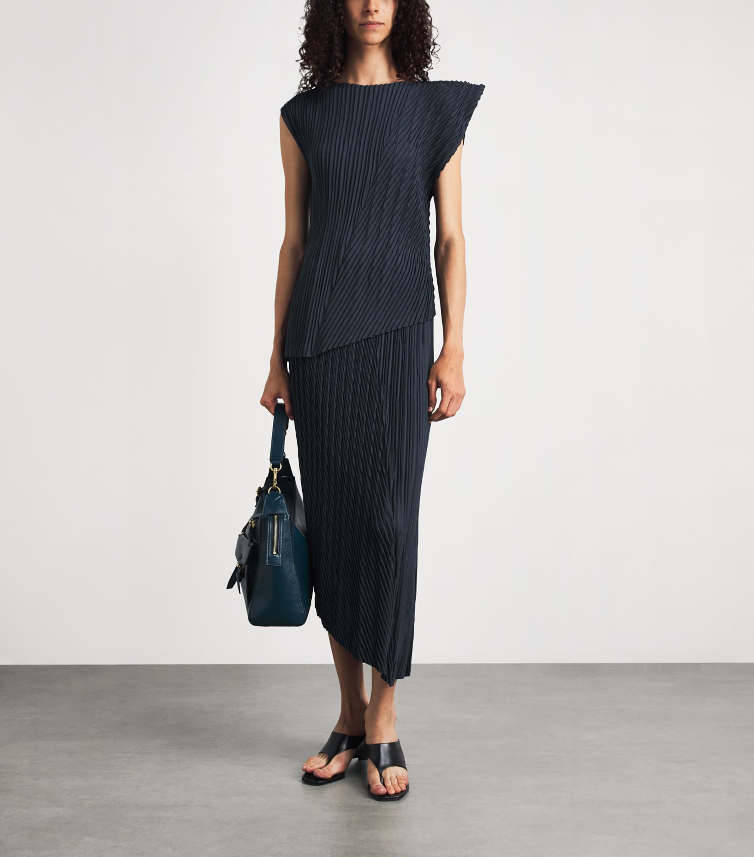Issey Miyake Womens Unfurling Pleats Top Dark Navy Image 2