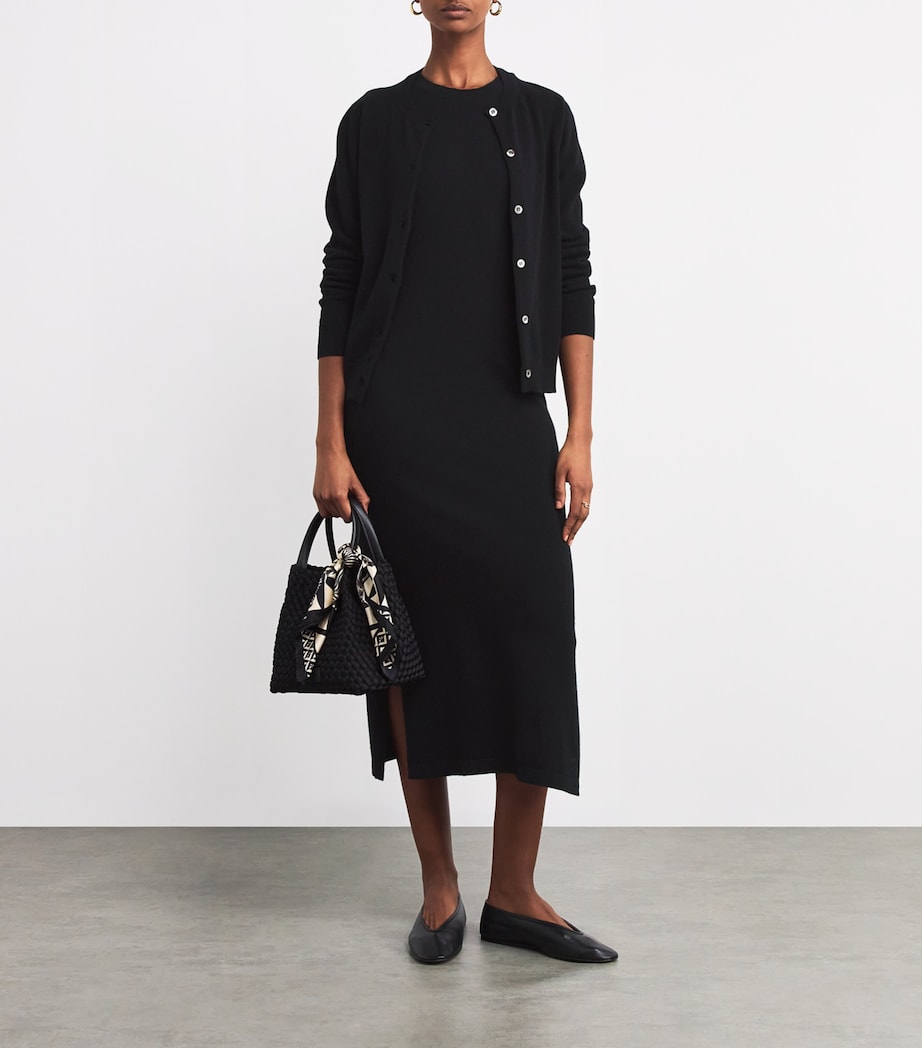 Harrods Womens Cashmere Sleeveless Midi Dress Black Image 2