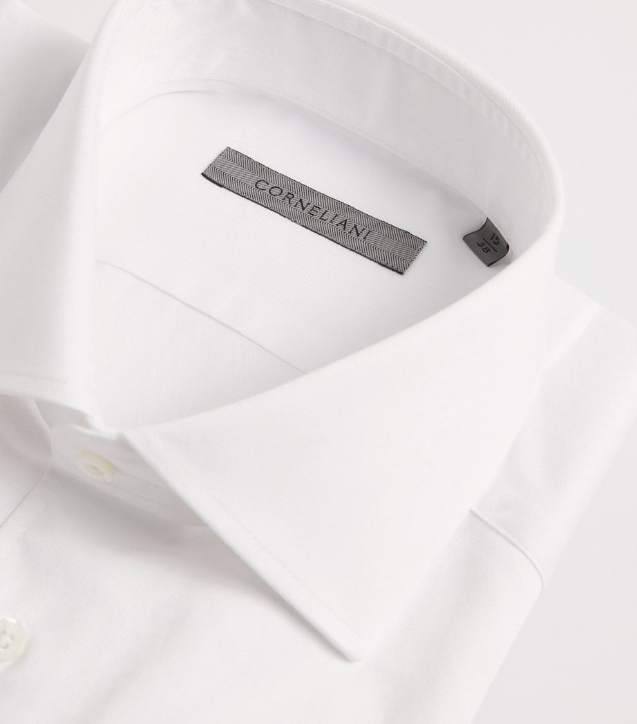 Corneliani Mens Cotton Twill Shirt Optical White Image 6