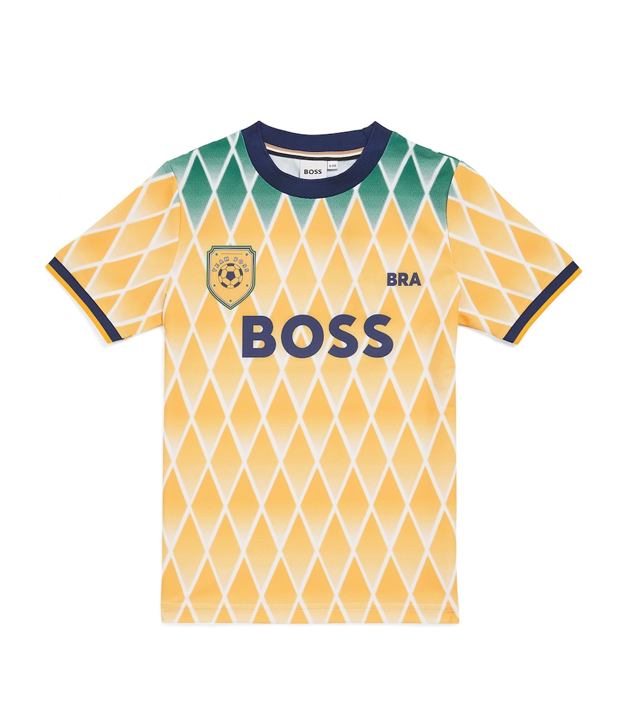 BOSS Kidswear Brazil Print Football T-Shirt (4-16 Years) Green Image 1