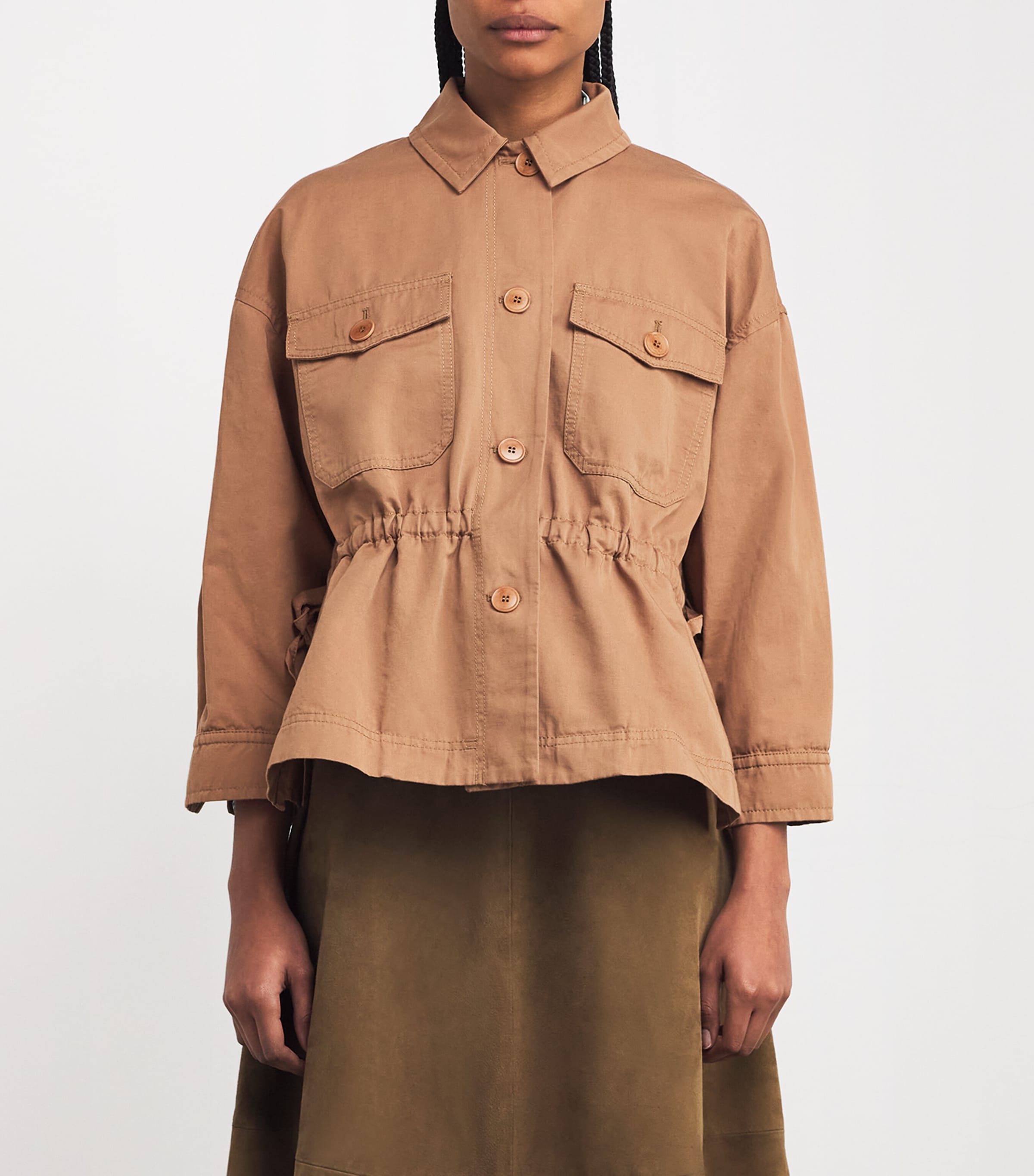 ◆Weekend Max Mara◆ キト コットン＆リネン ワイドジャケット Weekend Max Mara Beige Cotton-Linen Drawstring Jacket