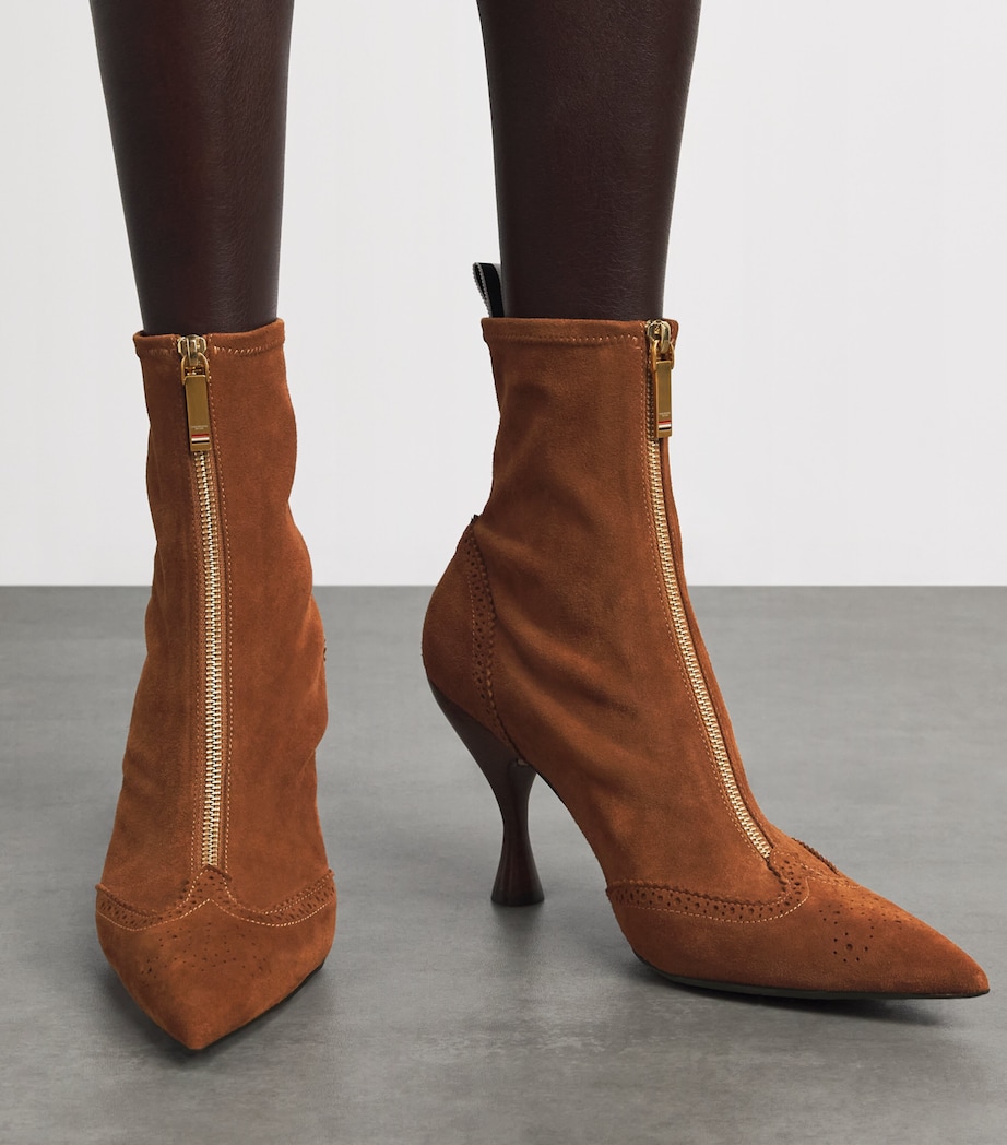 Thom Browne Suede Wingtip Ankle Boots 90 Caramel Image 4