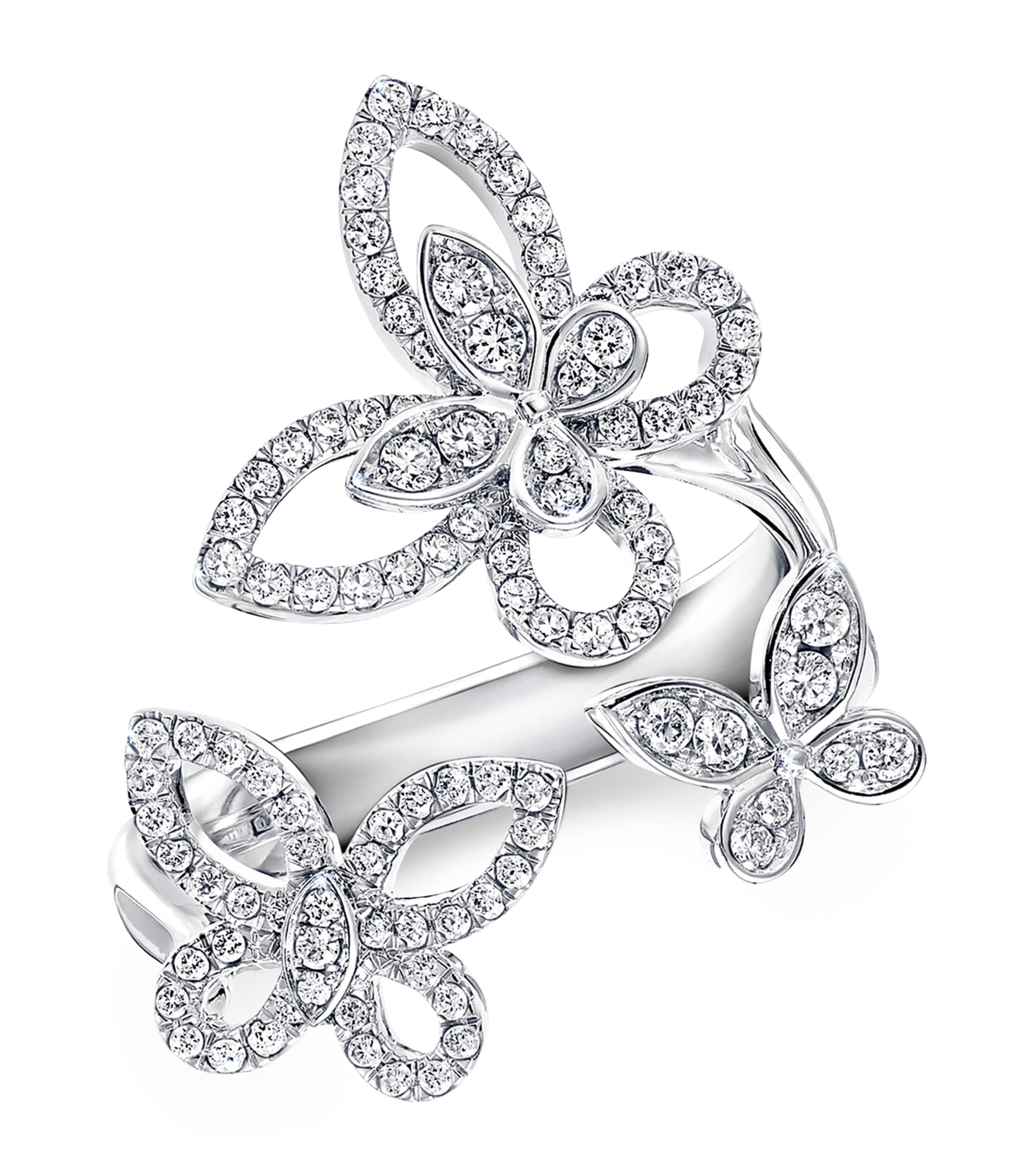 White Gold and Diamond Butterfly Ring (One Size) WHITE GOLD Image 1