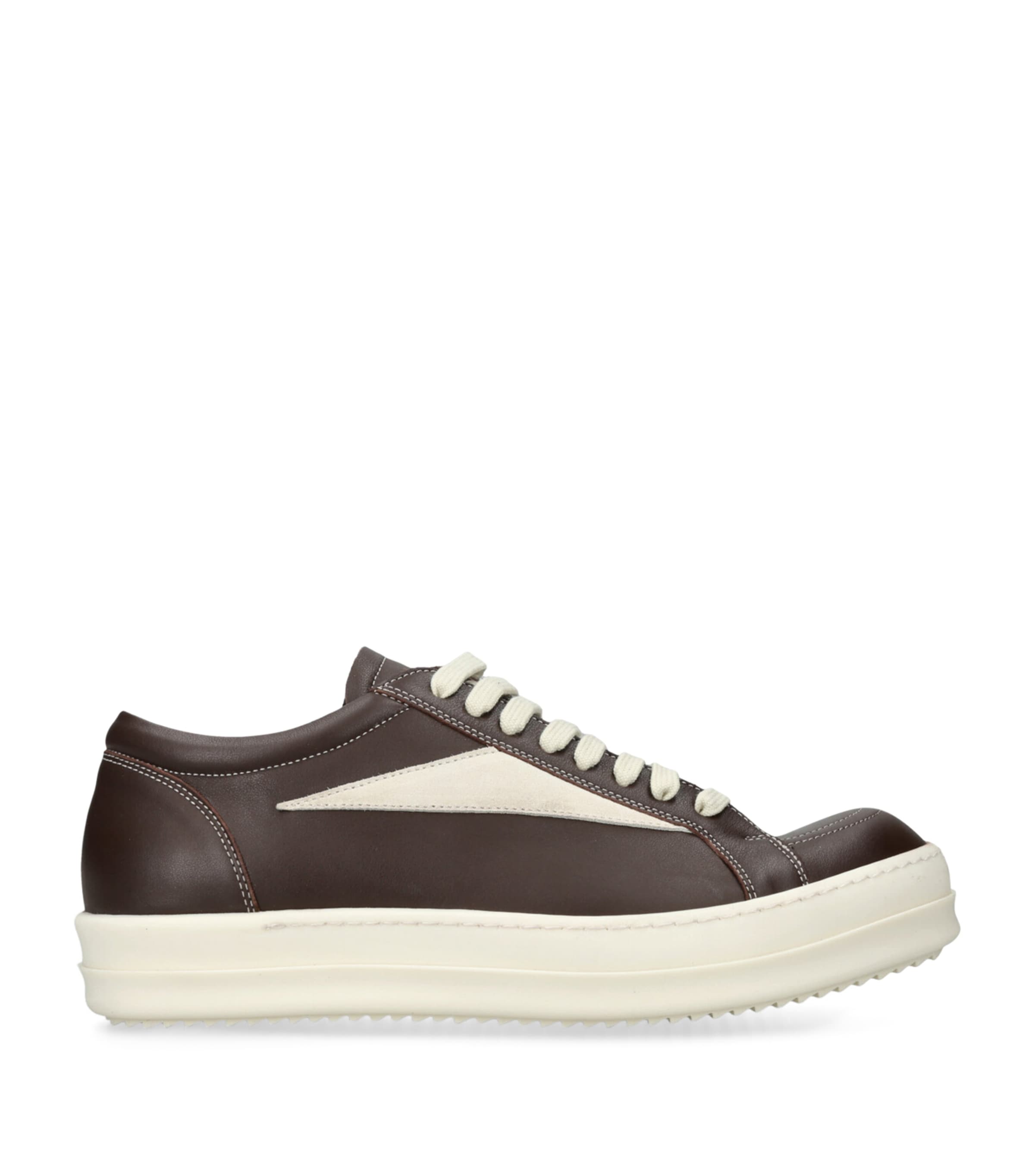 Rick Owens Leather Vintage Low-Top Sneakers Dark Brown