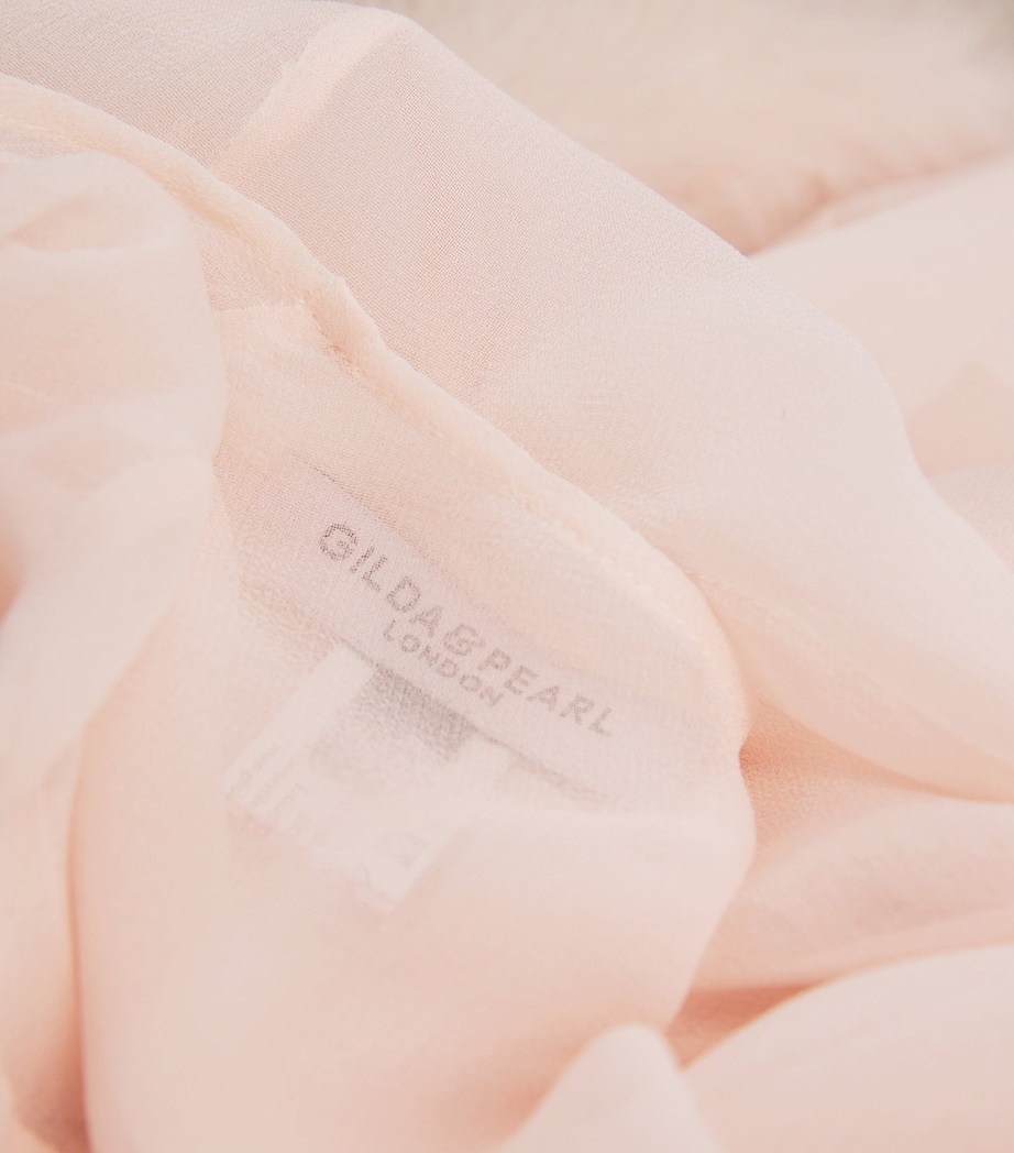 Silk-Ostrich Feather Taylor Long Robe PERFUME PINK Image 5