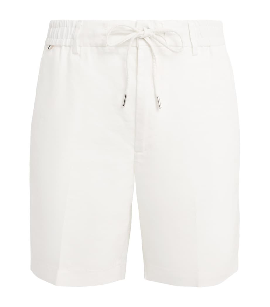 BOSS Mens Linen-Blend Drawstring Shorts White Image 1