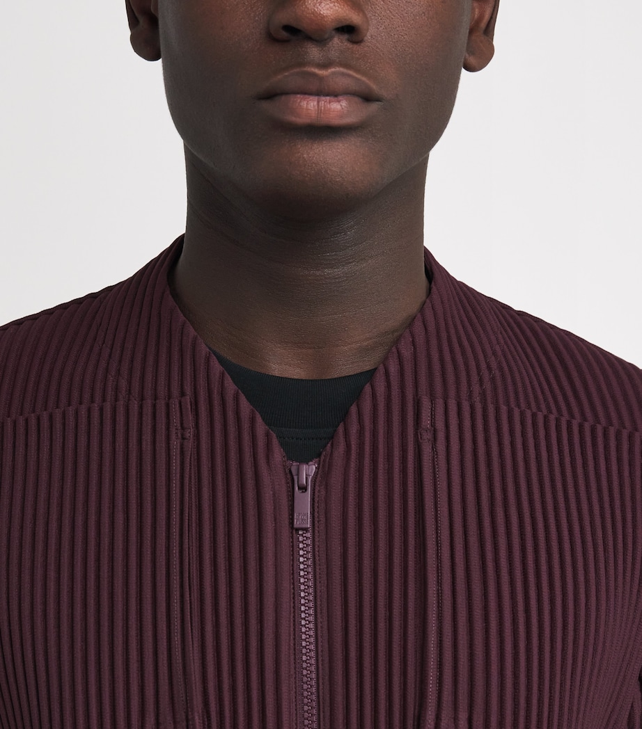 Pleated Quarry Bomber Jacket 86-WINE PURPLE Image 6