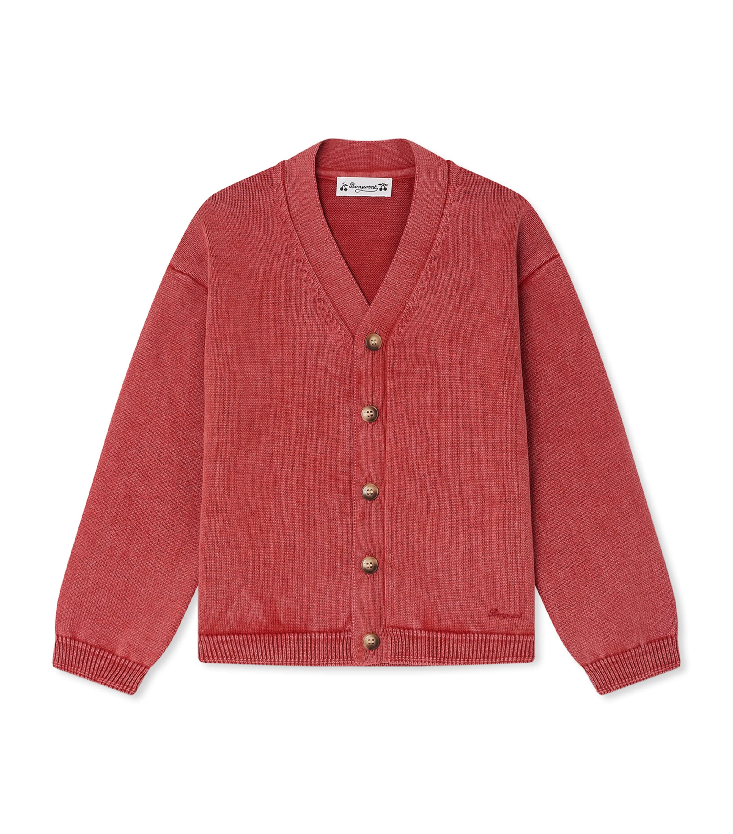 Bonpoint Cotton-Cashmere Luther Cardigan (10-14 Years) Upb Grenadine Image 1