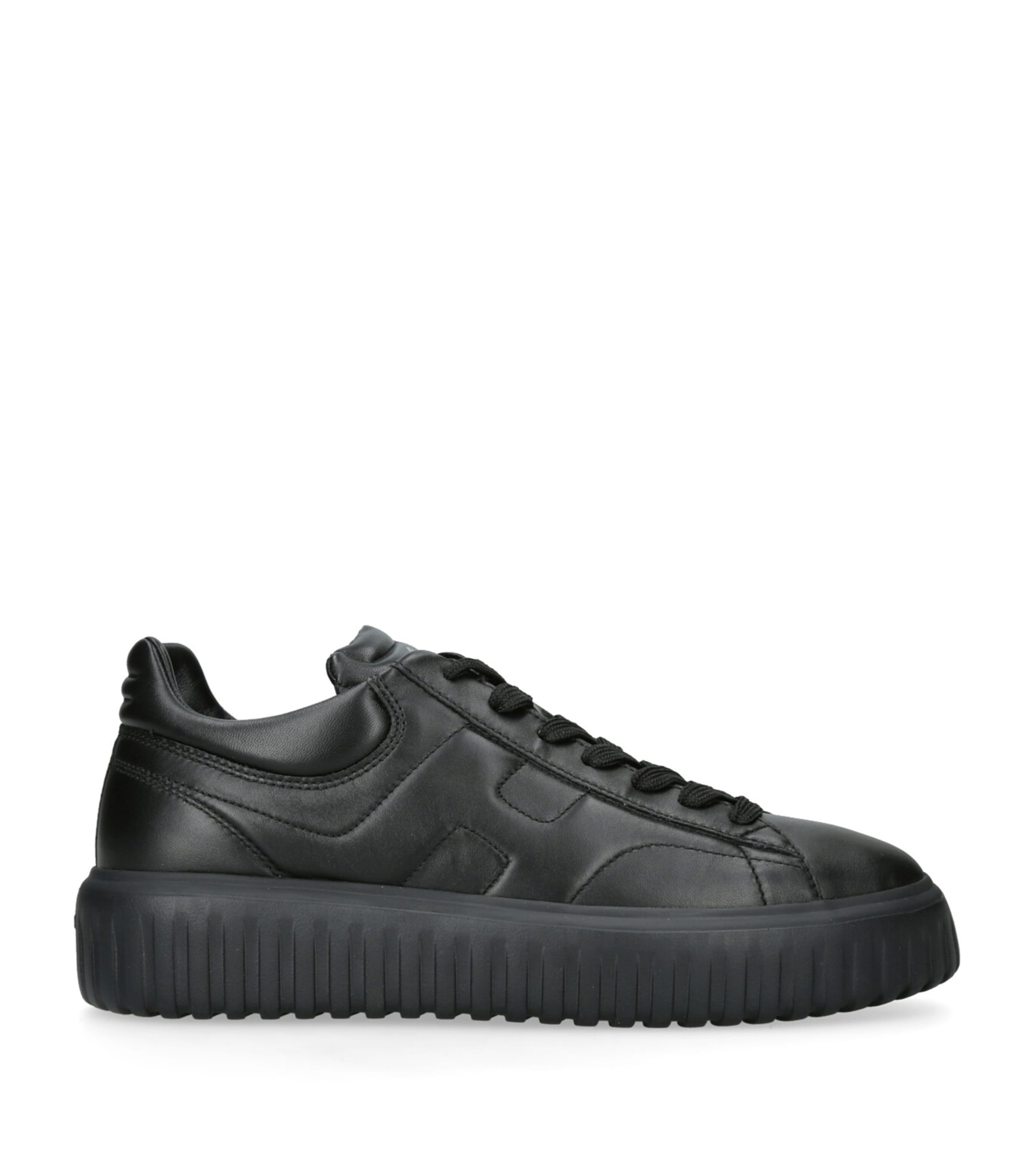 Hogan Leather H-stripes Tread Sneakers In Black