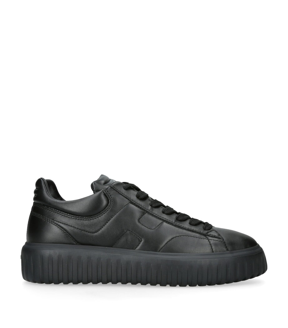 Leather H-Stripes Tread Sneakers BLACK Image 1