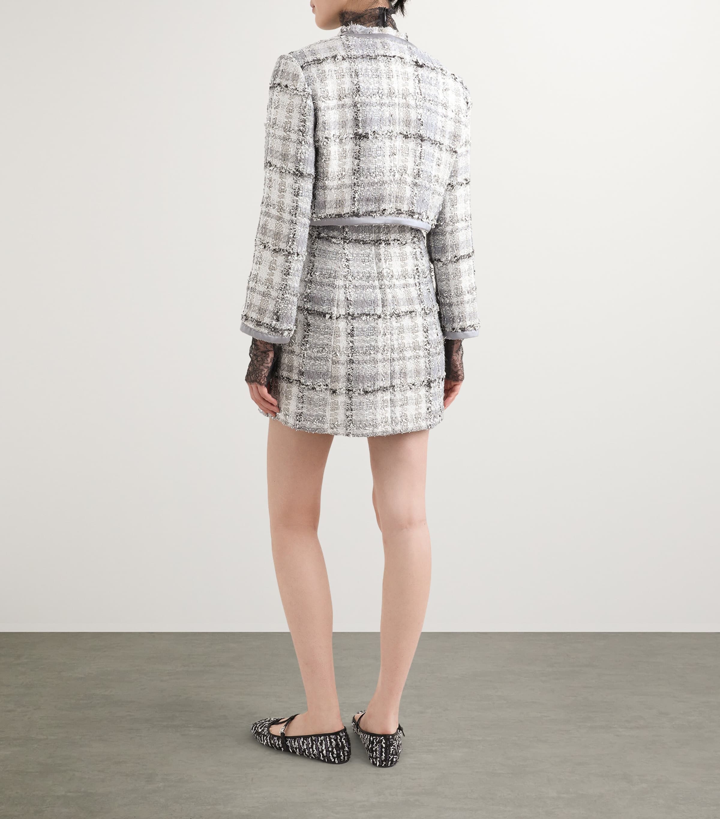 Tweed Cropped Raschel Jacket S8100-CHECK-TARTAN Image 5