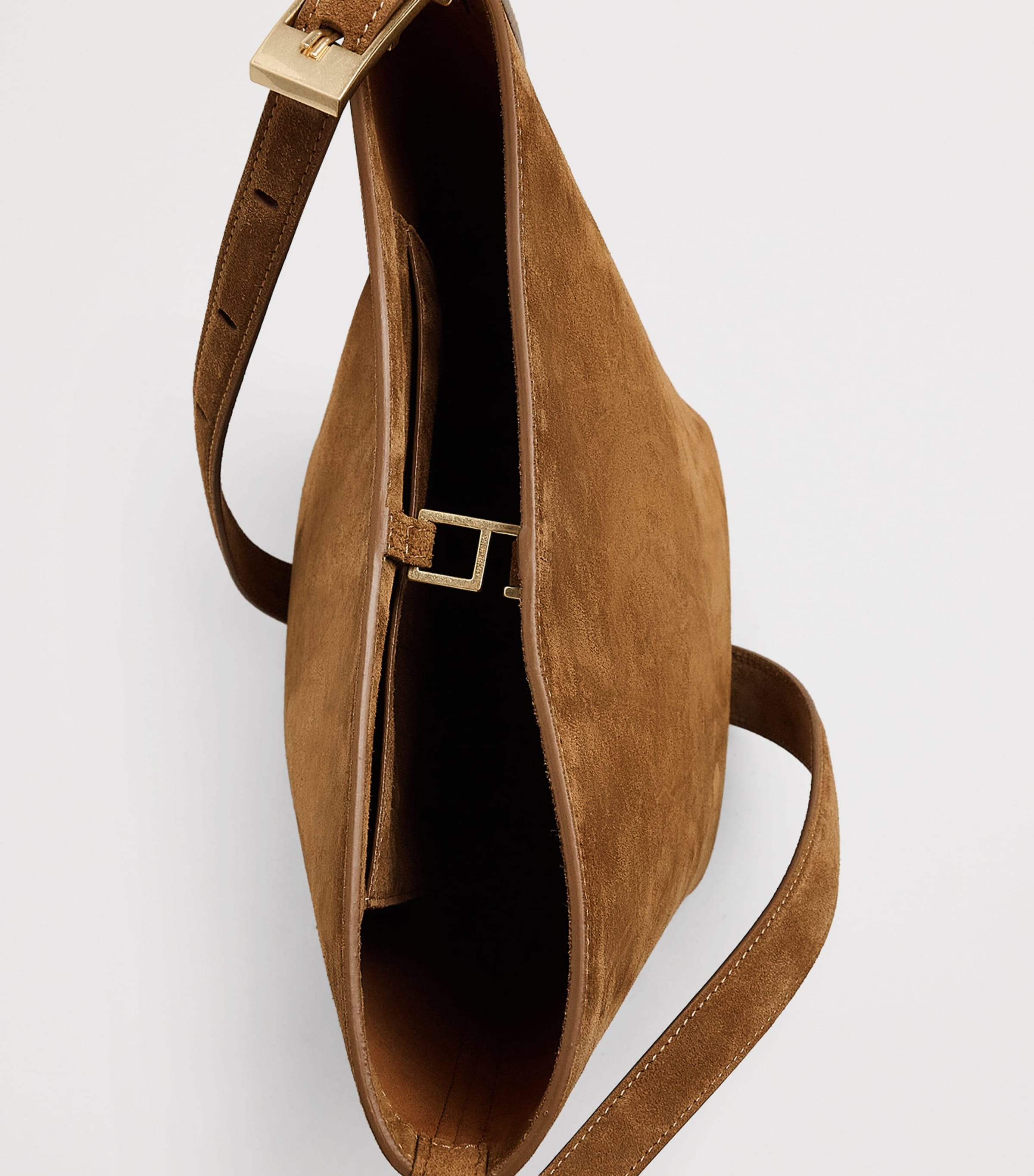 ANINE BING Medium Suede Elly Bucket Bag Tobacco Image 5