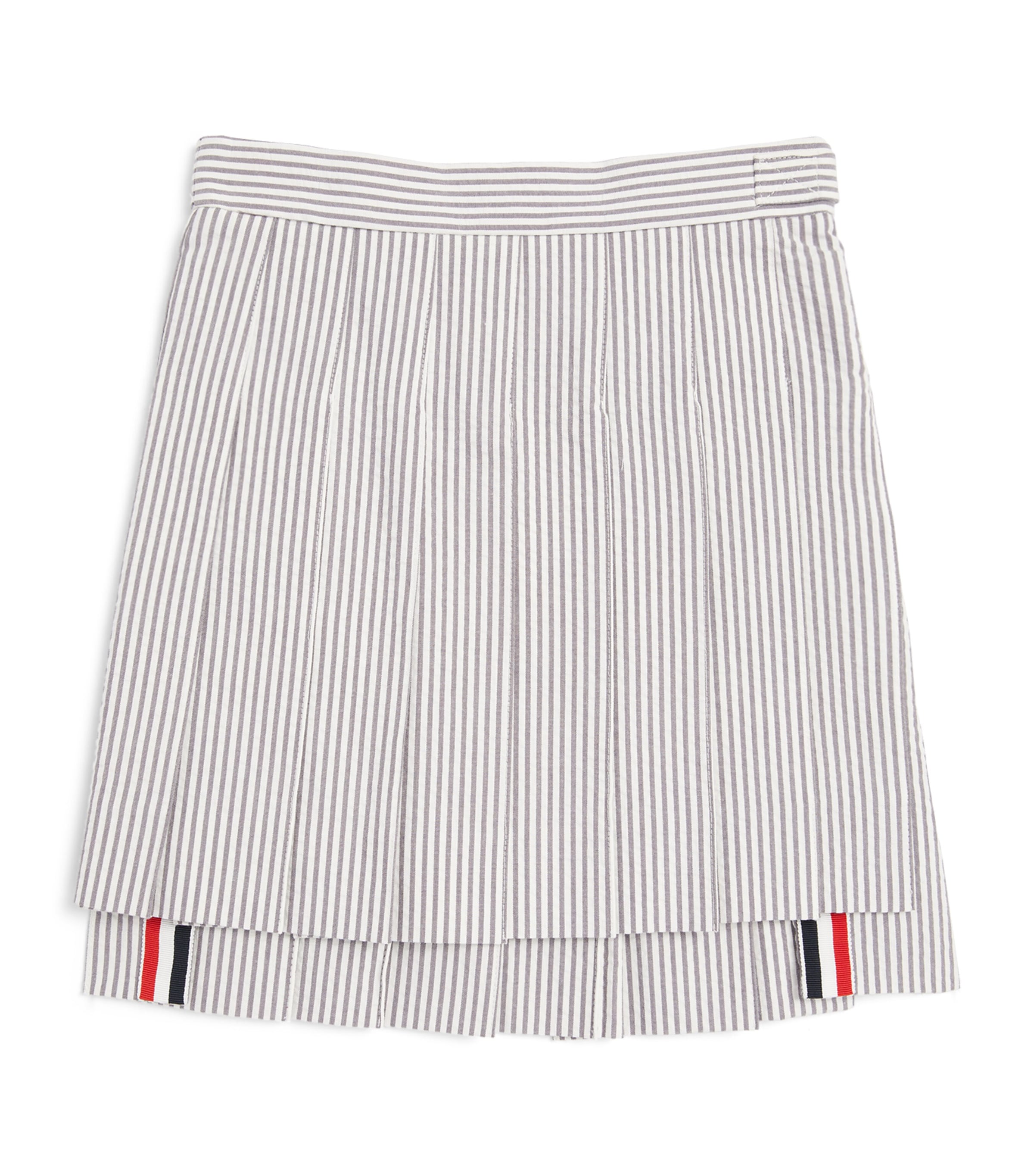 Shop Thom Browne Striped Pleated Skirt In Grey