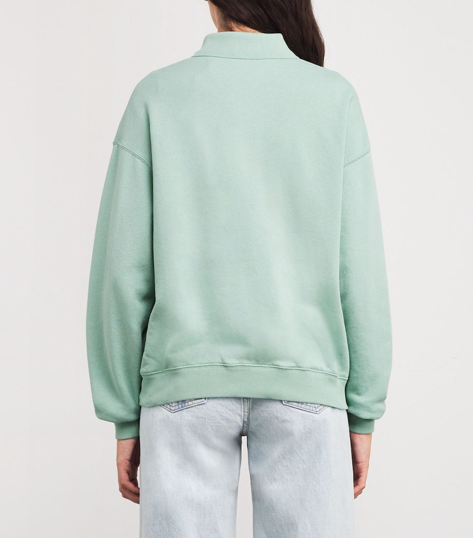Fleece Polo Sweatshirt LIGHT/PASTEL GREEN Image 4