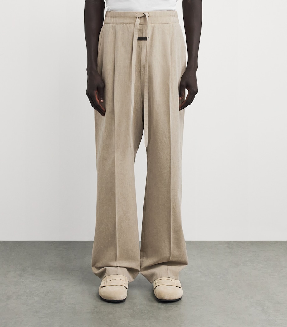 Virgin Wool-Cotton Drawstring Trousers DUNE PEARL Image 3