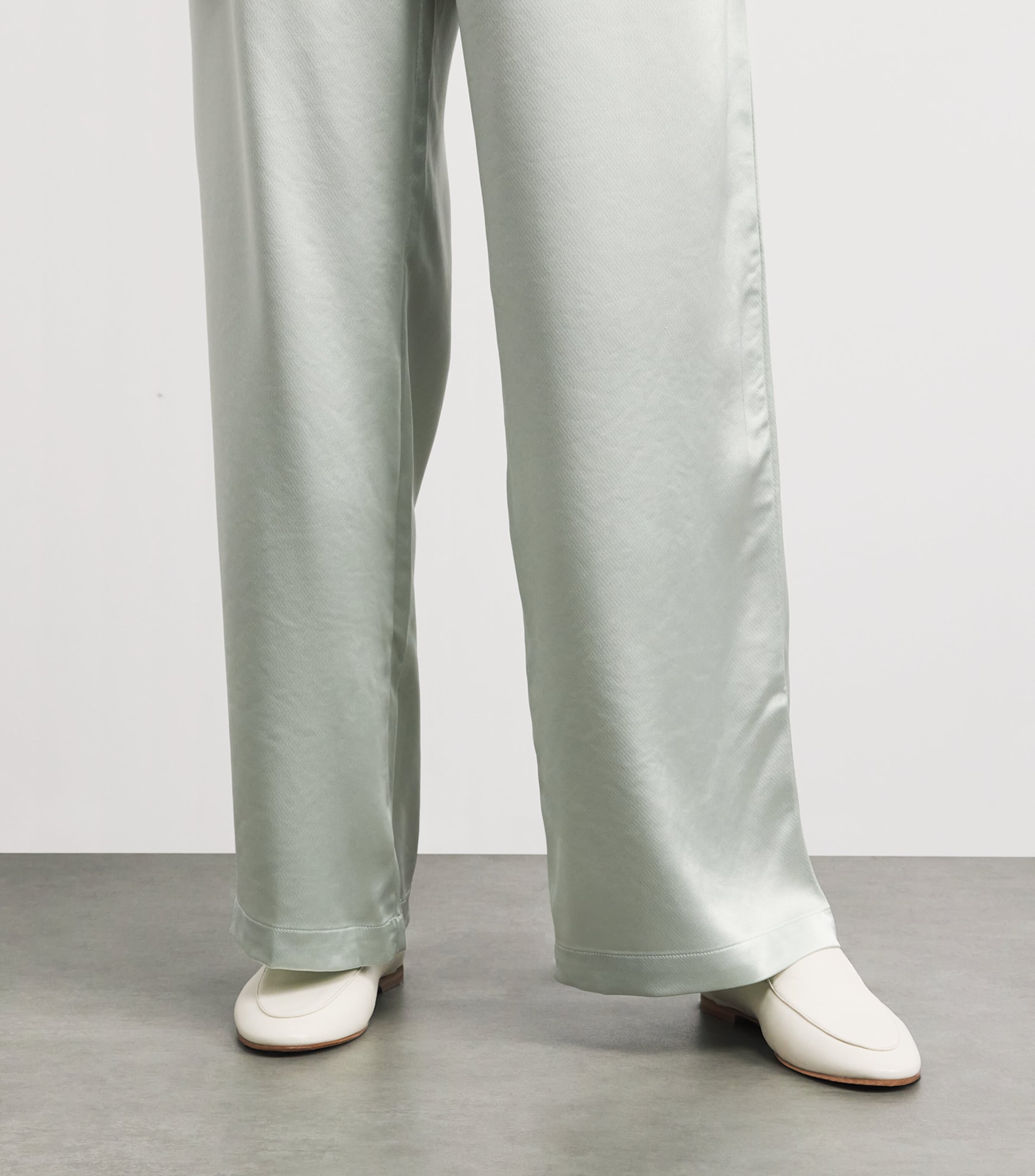 LESET Womens Satin Barb Bias Trousers Watercress Image 3