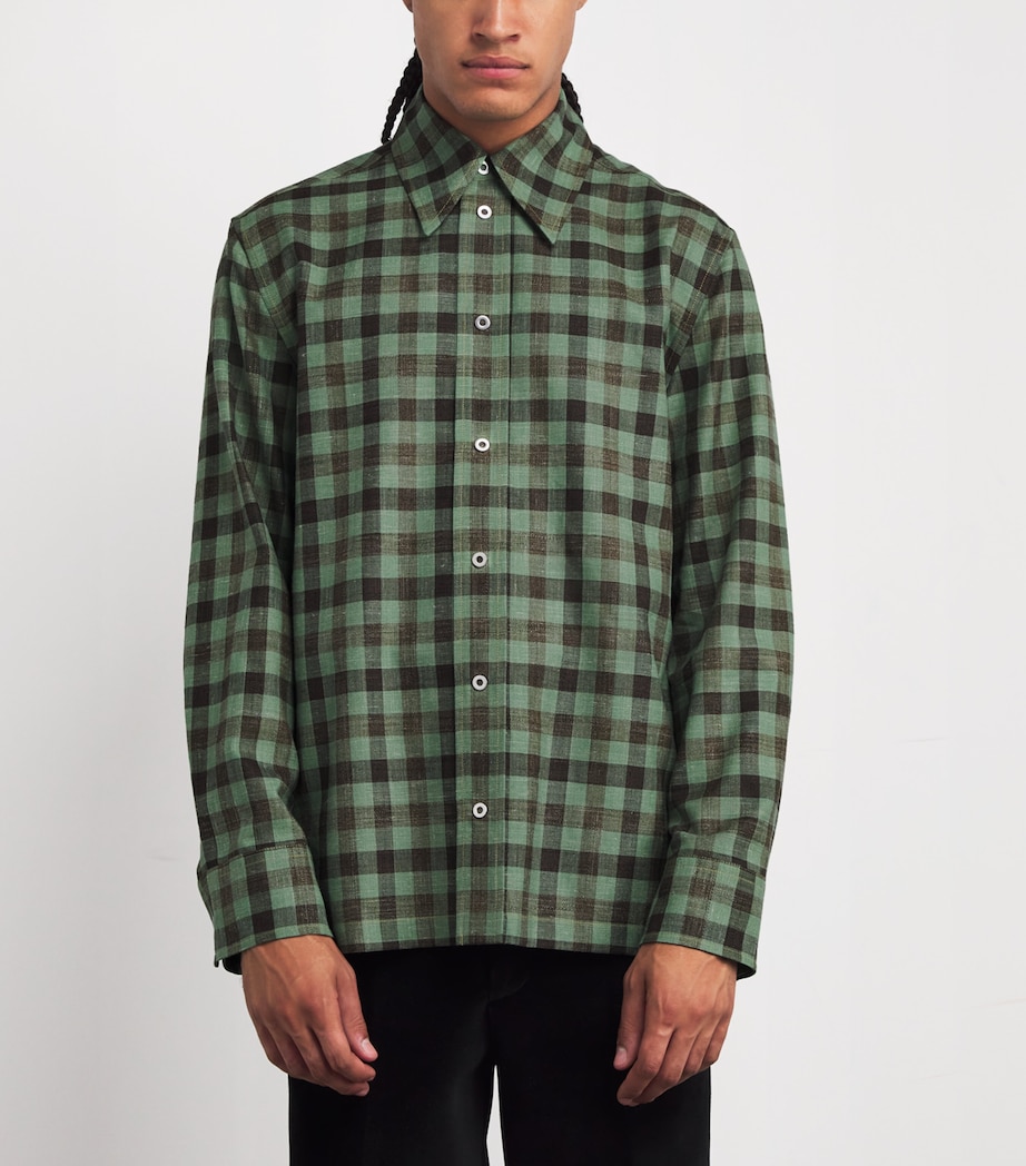 Wool-Silk-Linen Check Shirt PLANTAIN Image 3