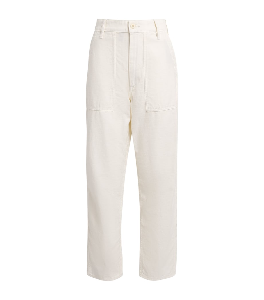 Cotton Straight Trousers ECRU Image 1