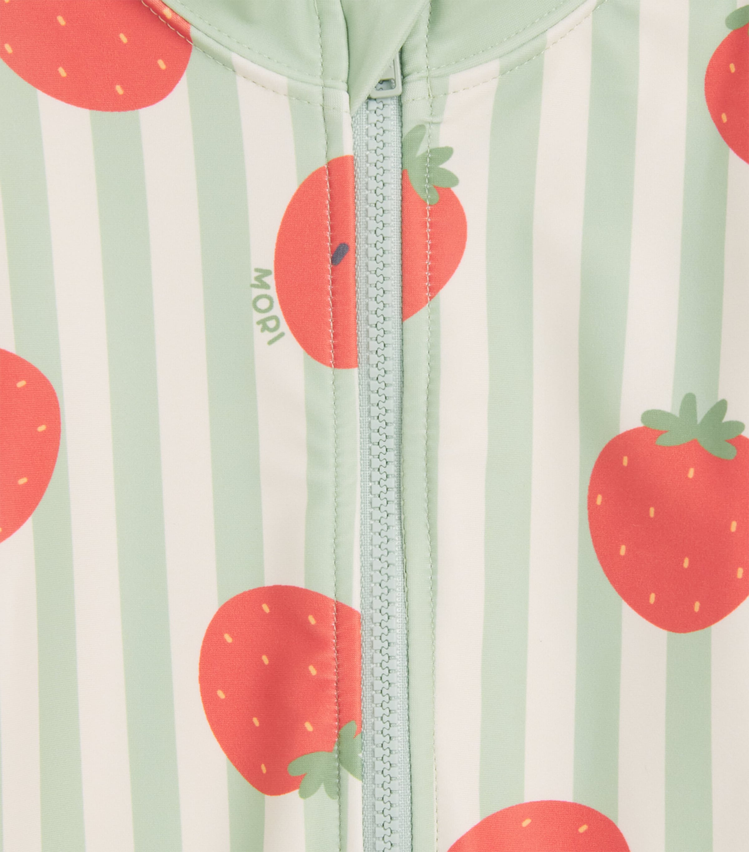 MORI Strawberry Print Sunsafe Swimsuit (0-24 Months) Strwbry & Grn Stripe Image 3