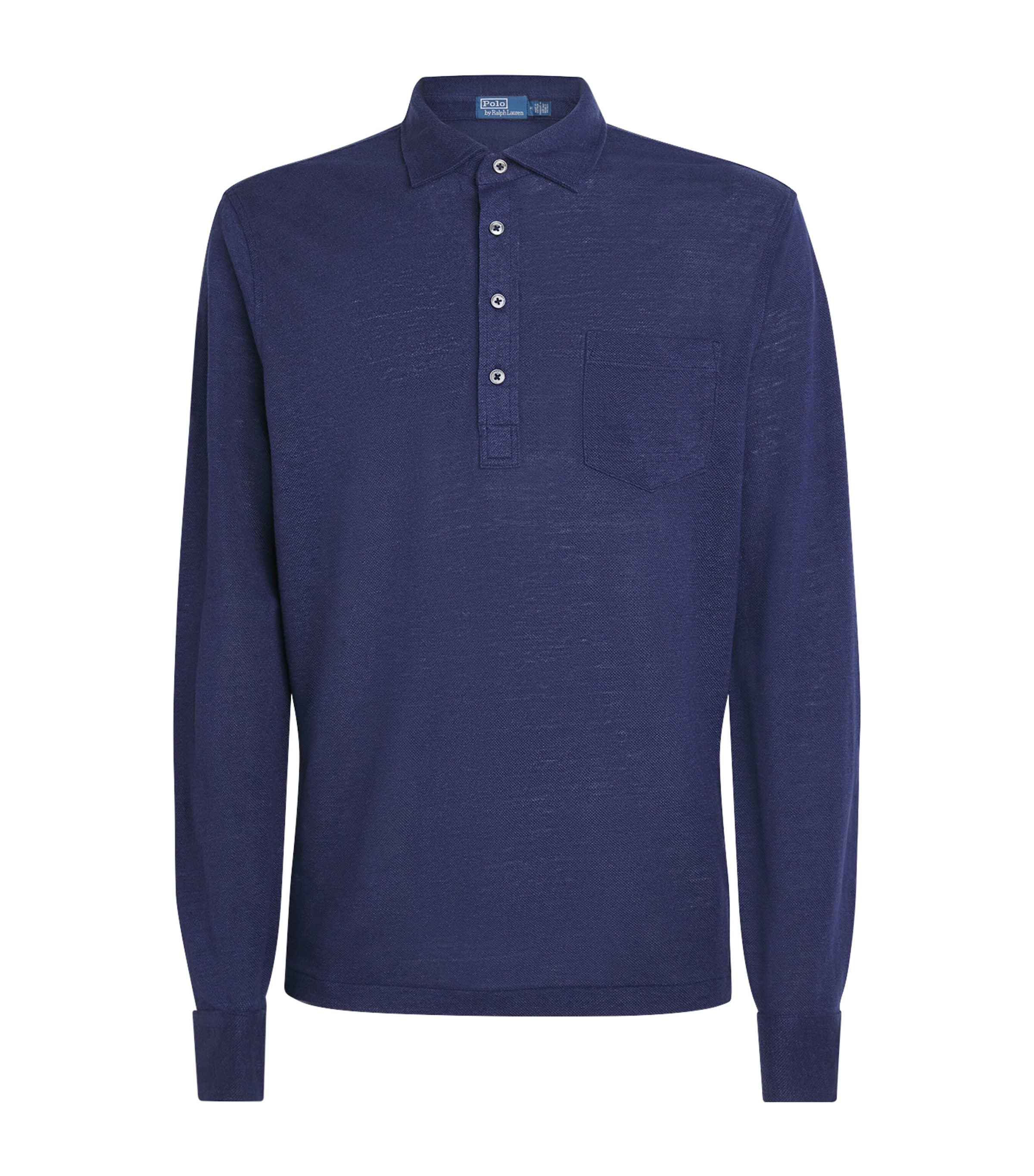 Polo Ralph Lauren Mens Linen Long-Sleeve Polo Shirt Newport Navy/smoke Image 1