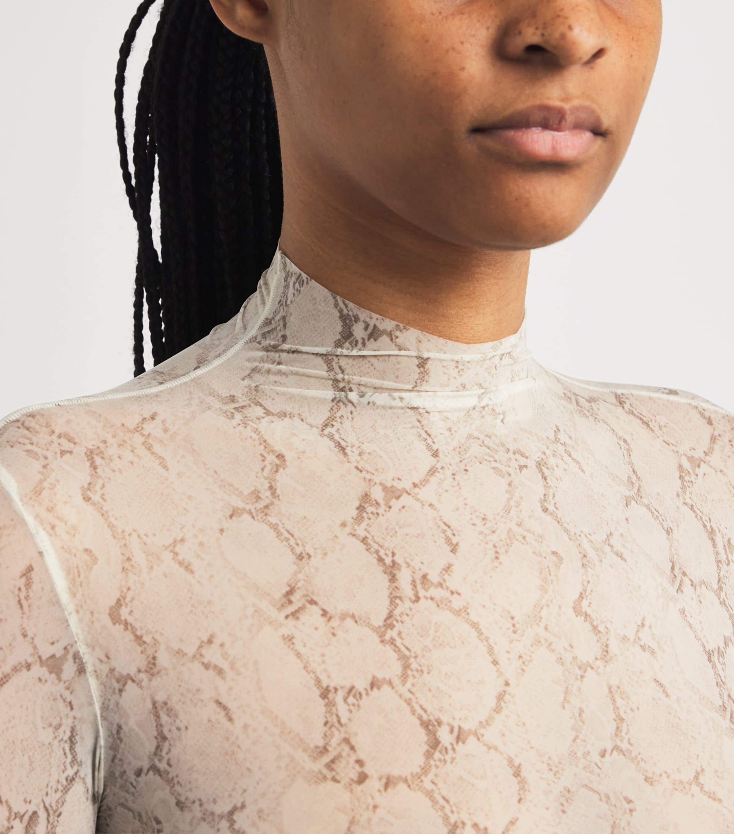 Milky Sheer Tunic Top STONE PASTEL SNAKE P Image 6