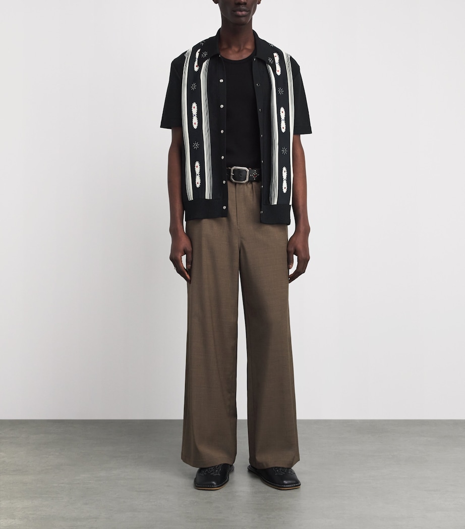 Wool-Blend Stud Stripe Shirt BLACK Image 2