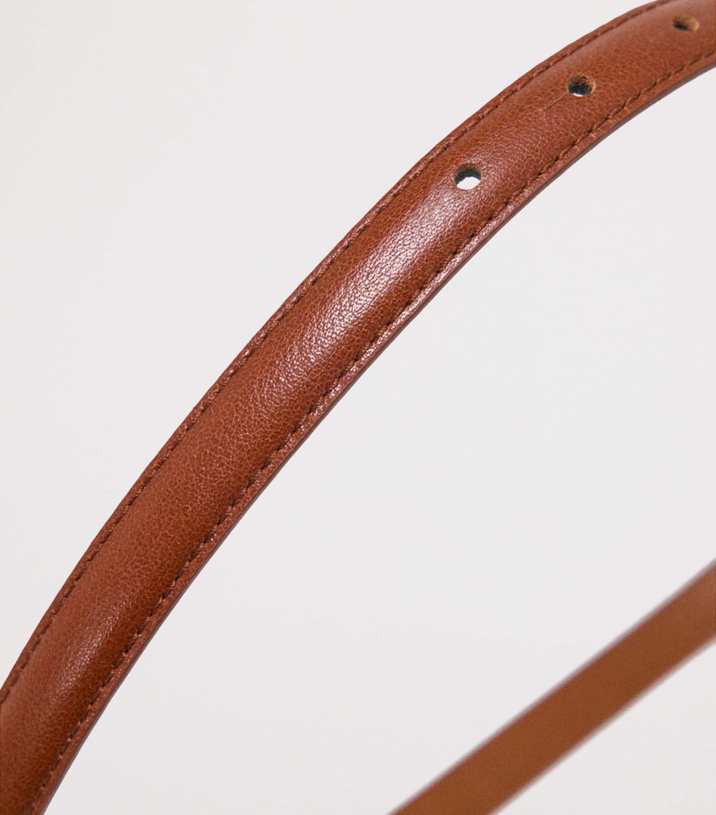 Maje Leather Slim Belt Tobacco Image 3