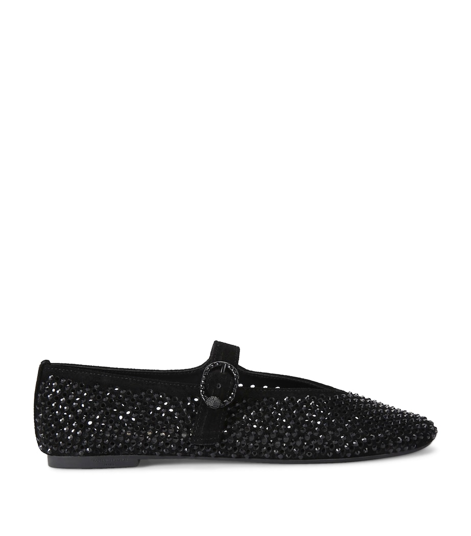 Kurt Geiger London Suede Embellished Mayfair Ballet Flats Black Image 1