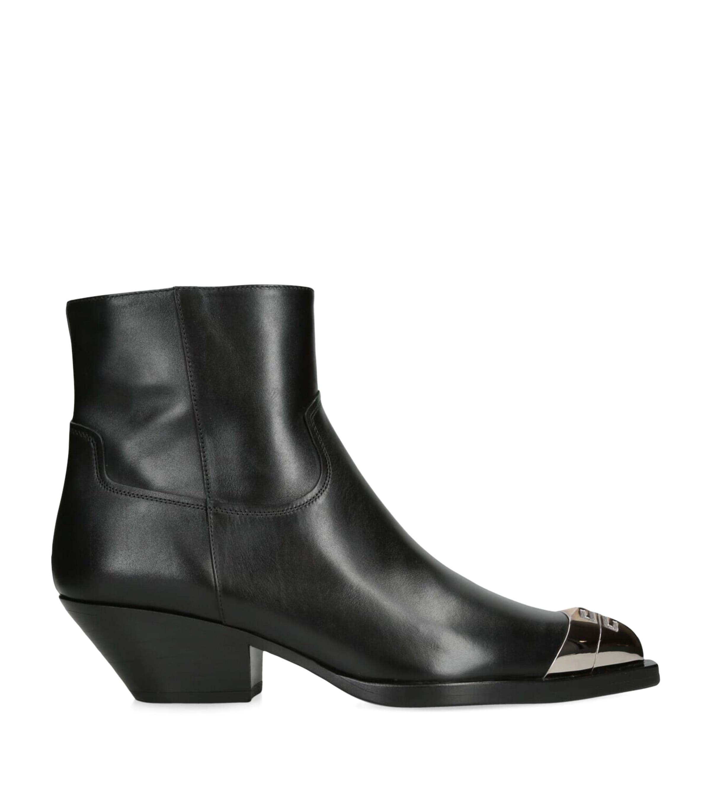 Shop Givenchy Leather Western Ankle Boots 40 In Black