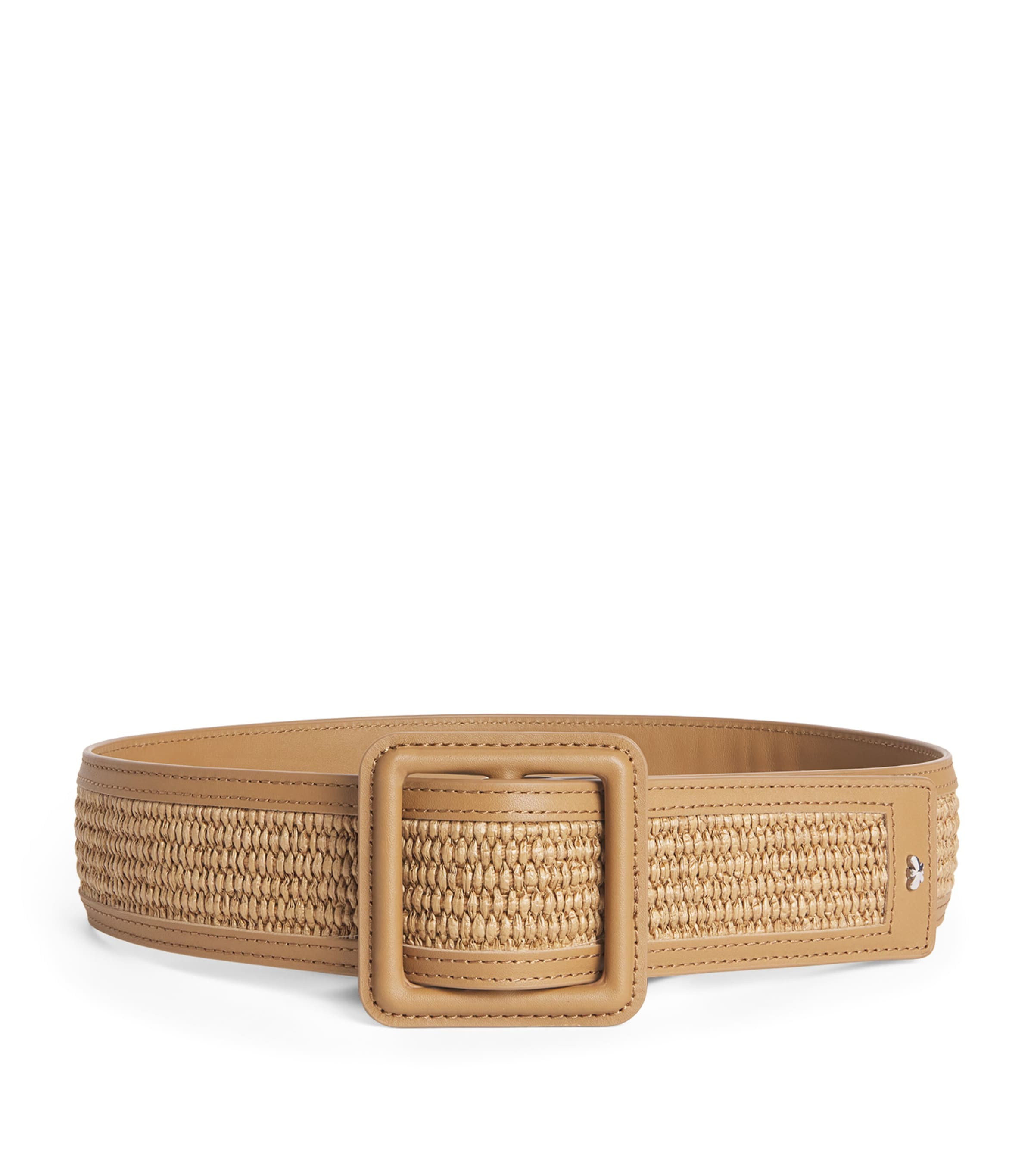 Weekend Max Mara Leather Braided-trim Belt In Brown