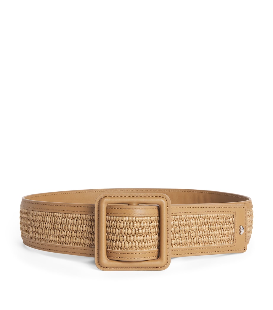 Weekend Max Mara Leather Braided-Trim Belt Tobacco Image 1