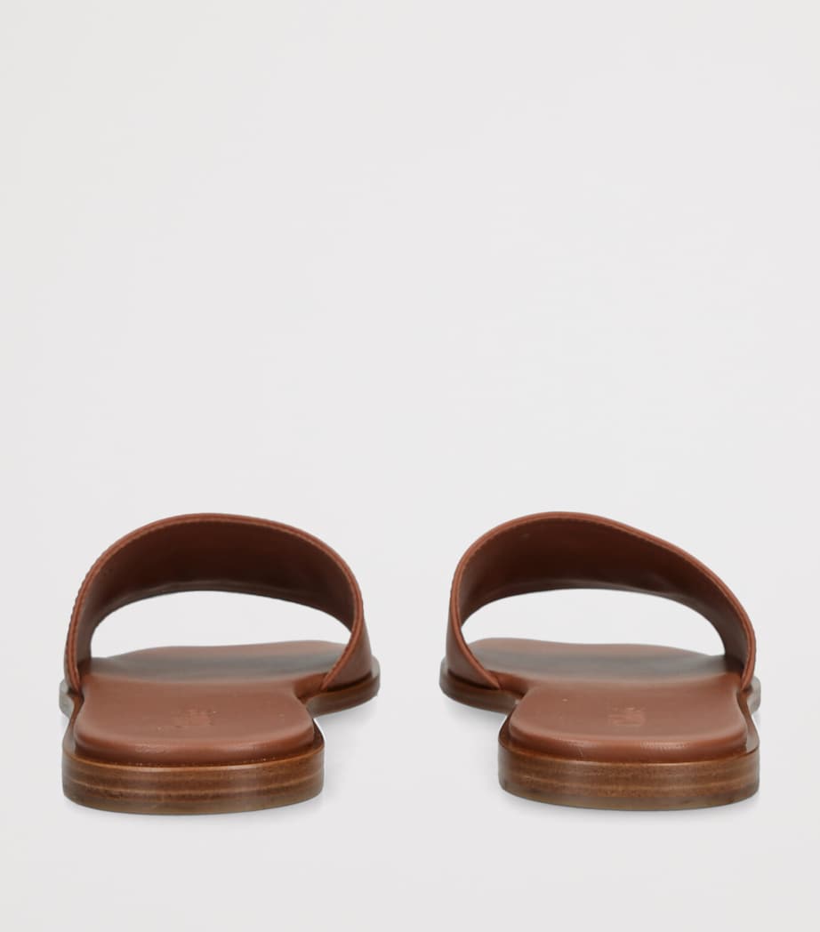 Leather Soleil Flat Sandals BROWN Image 2